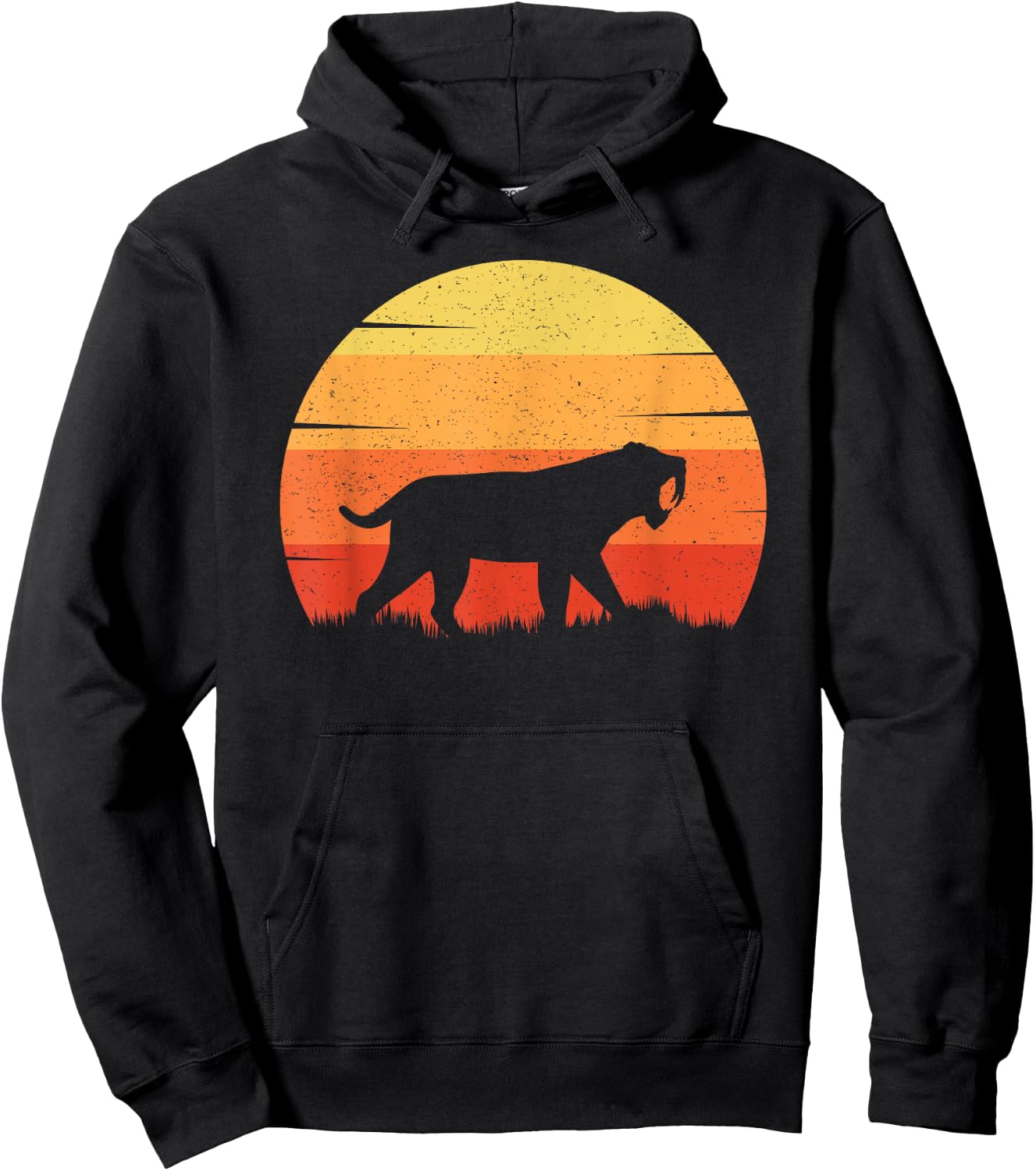 Gifts for Archaeologists & Paleontologists Co. Smilodon Prehistoric Saber-Tooth Tiger Mountain Sabertooth -Adults, -Kids Black Cotton 60%, Polyester 40% Short Sleeve Hoodie - Hoodie | Black