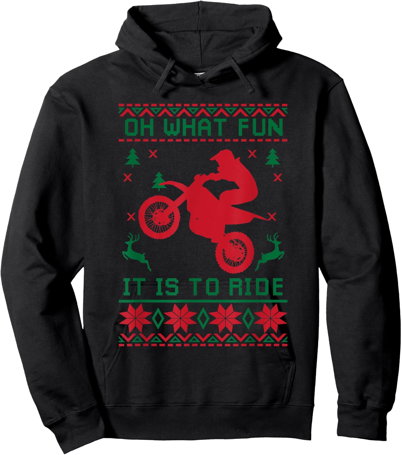 Oh What Fun It Is To Ride Dirt Bike Christmas Motocross Hoodie - Hoodie | Black