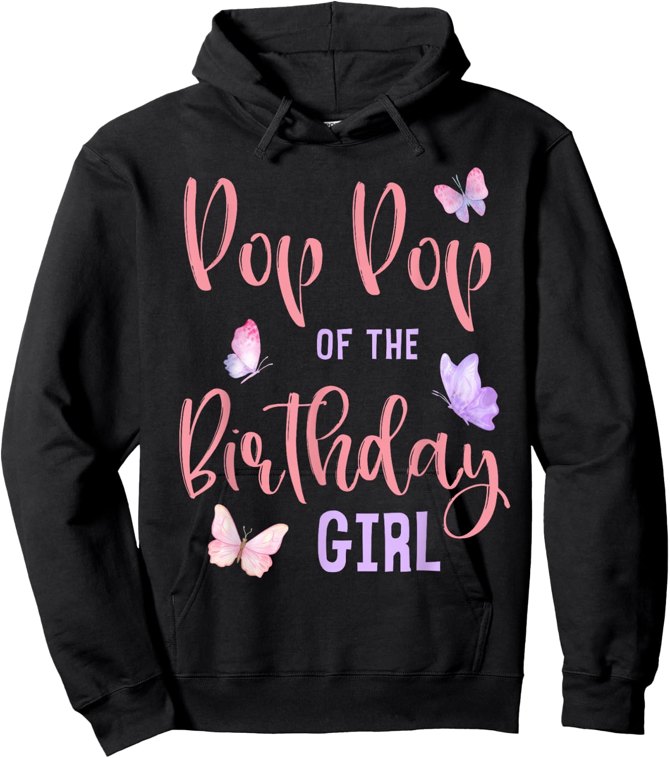 Pop Pop of The Birthday Girl Butterfly Party Matching Family Hoodie - Hoodie | Black