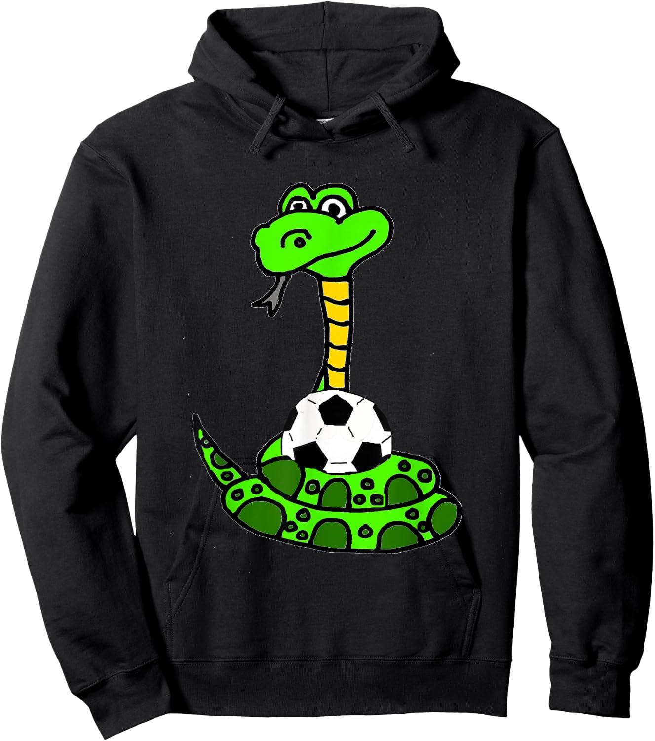 Smileteesfunnya Funny Green Python Snake and Soccer Ball Hoodie - Hoodie | Black