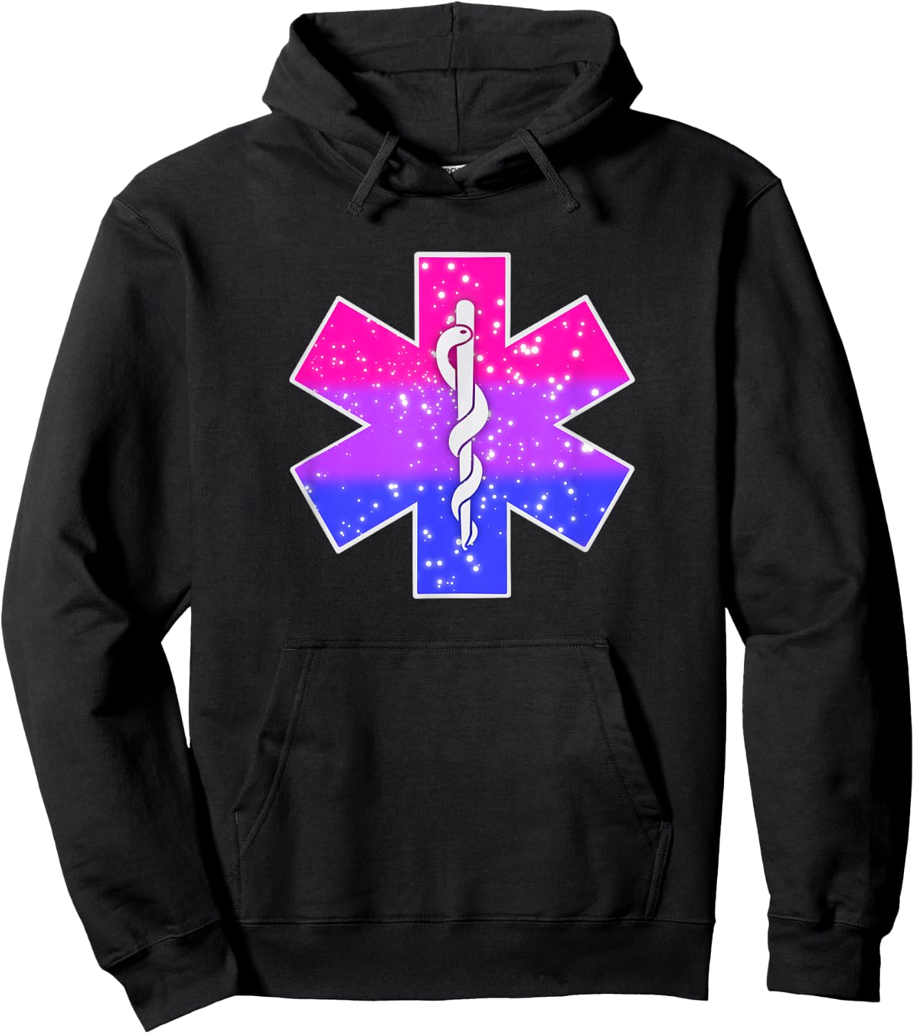 Paramedic EMT Star Of Life Bisexual Gay Pride Flag Rainbow Hoodie - Hoodie | Black