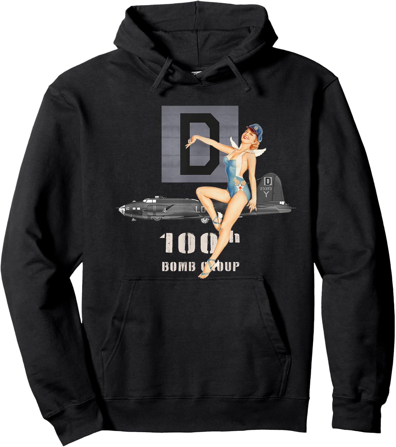 Pinup Girl The Bloody 100th Group and B17 Flying Fortress Hoodie - Hoodie | Black