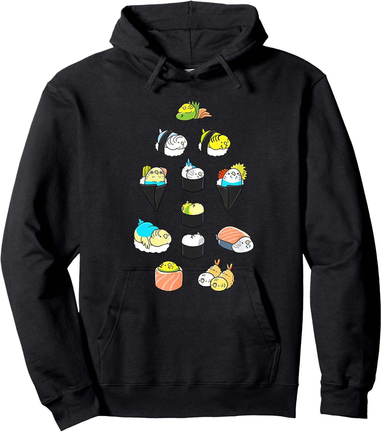 Sushi Budgerigars Cute Budgie Parakeet Pet Bird Lover Gift Hoodie - Hoodie | Black