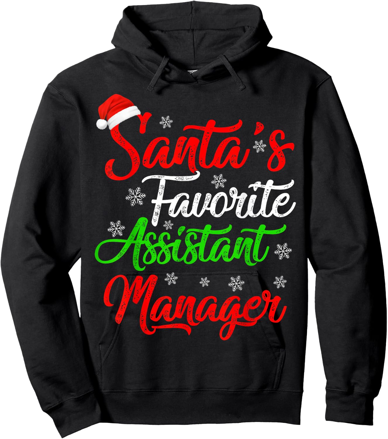 Funny Xmas Santa's Favorite Assistant Manager Christmas Hoodie - Hoodie | Black