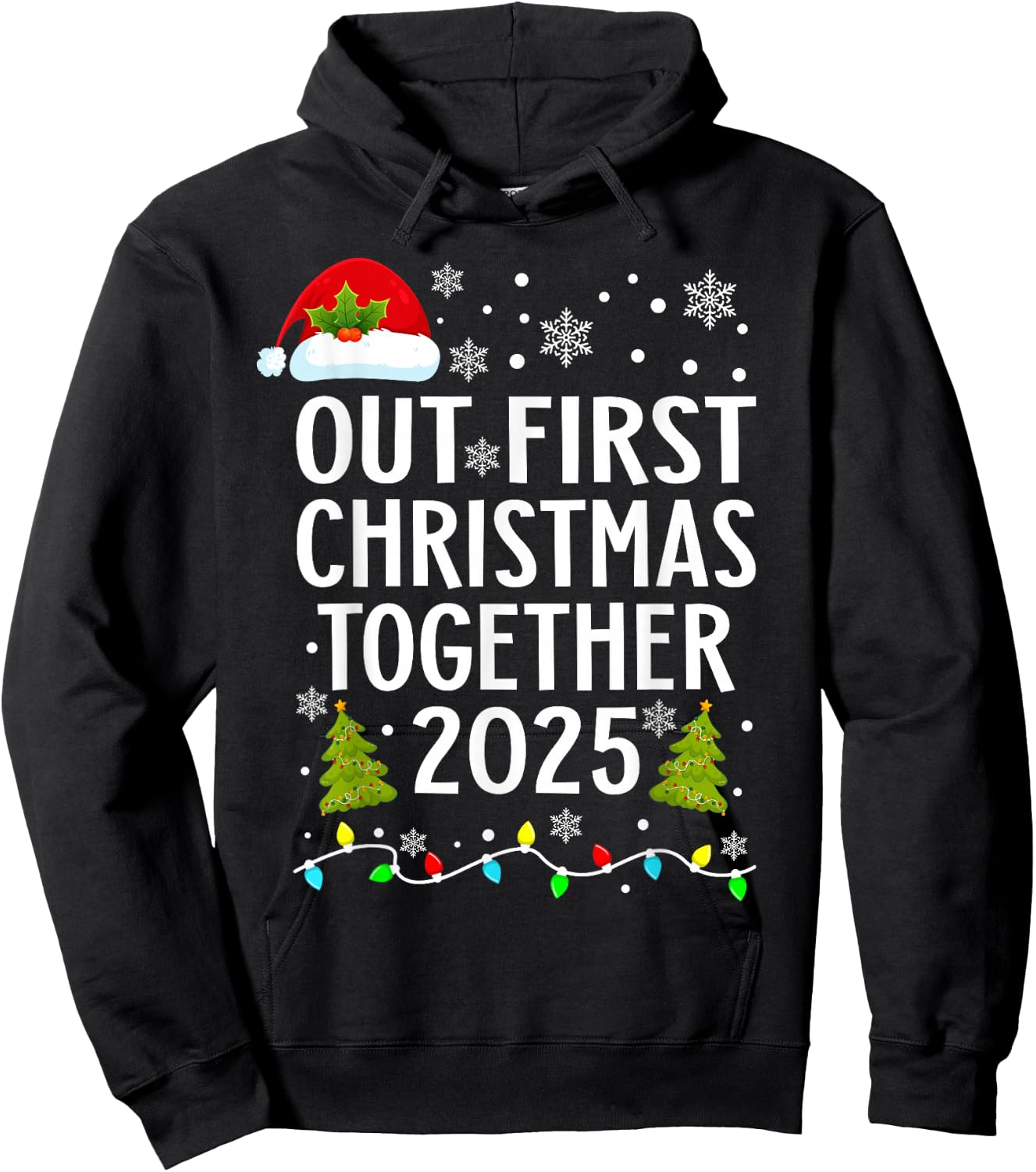 Our First Christmas Together 2025 Matching Christmas Pajamas Hoodie - Hoodie | Black