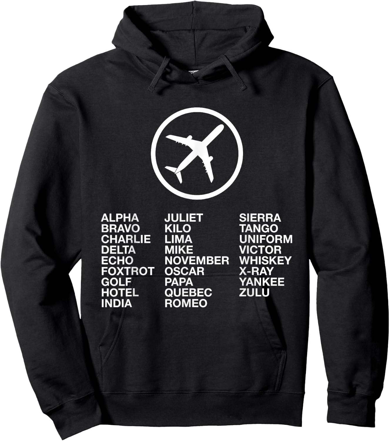 Phonetic Alphabet with Airplane Hoodie - Hoodie | Black
