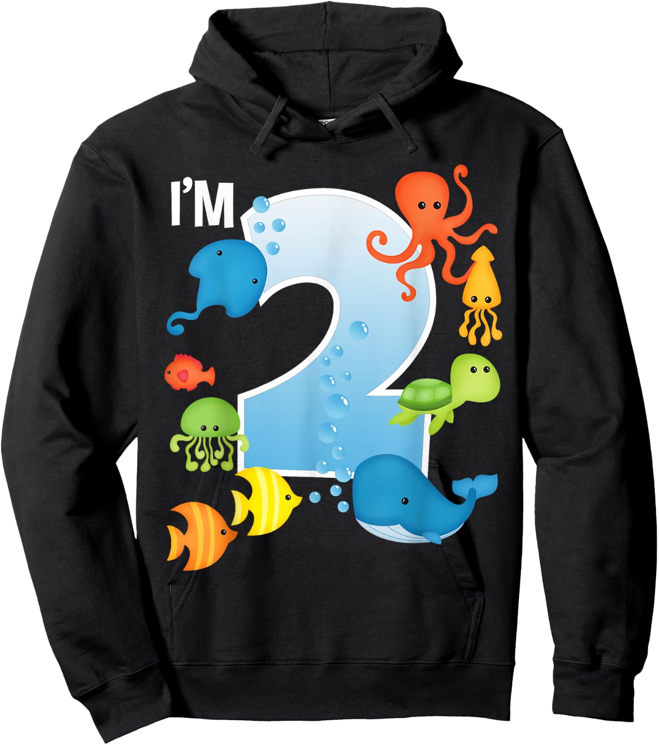 Ocean See Underwater 2 Year Old Under The Sea Birthday Party Hoodie - Hoodie | Black