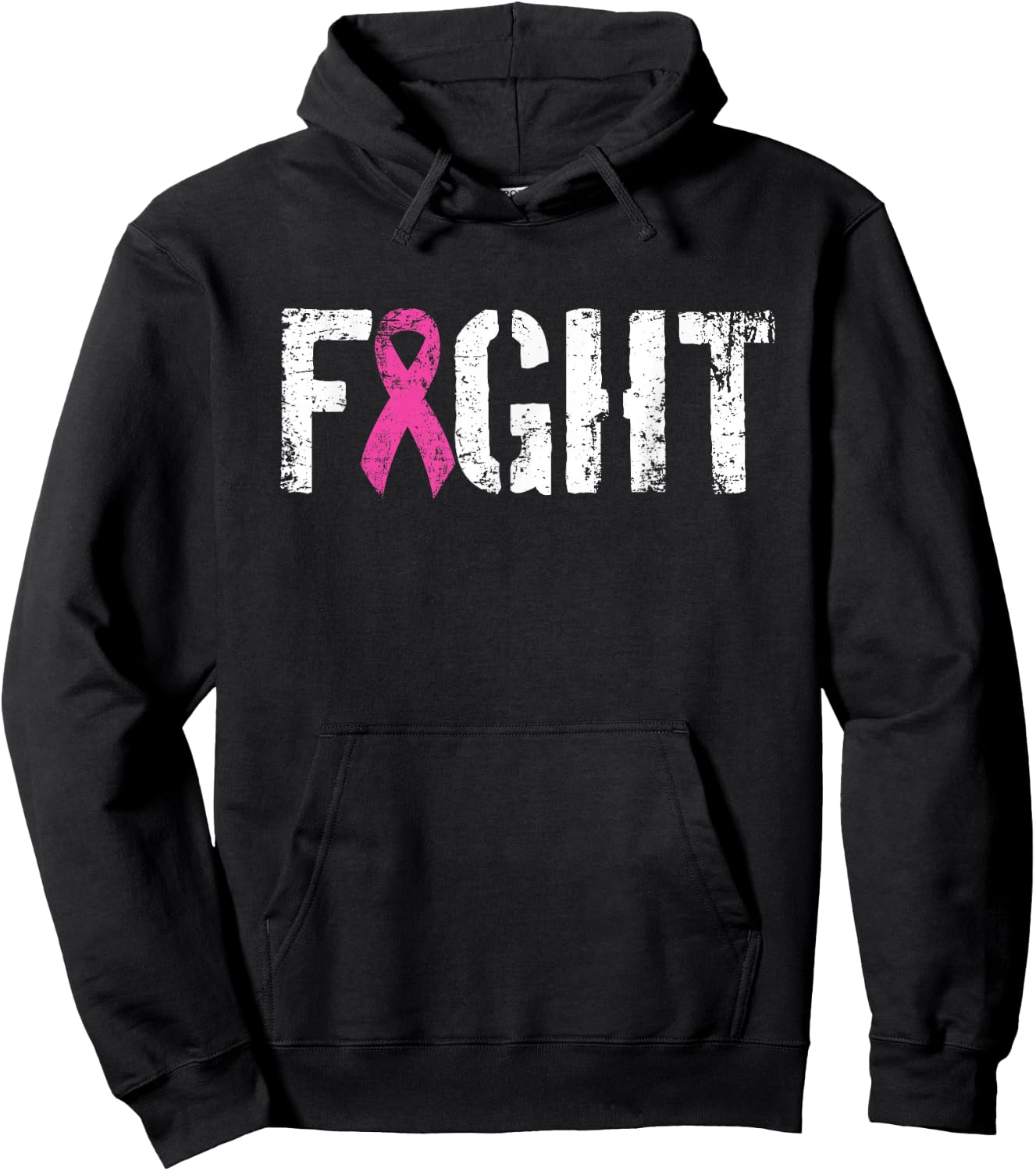 Fight Breast Cancer - Pink Military Style Awareness Ribbon Hoodie - Hoodie | Black