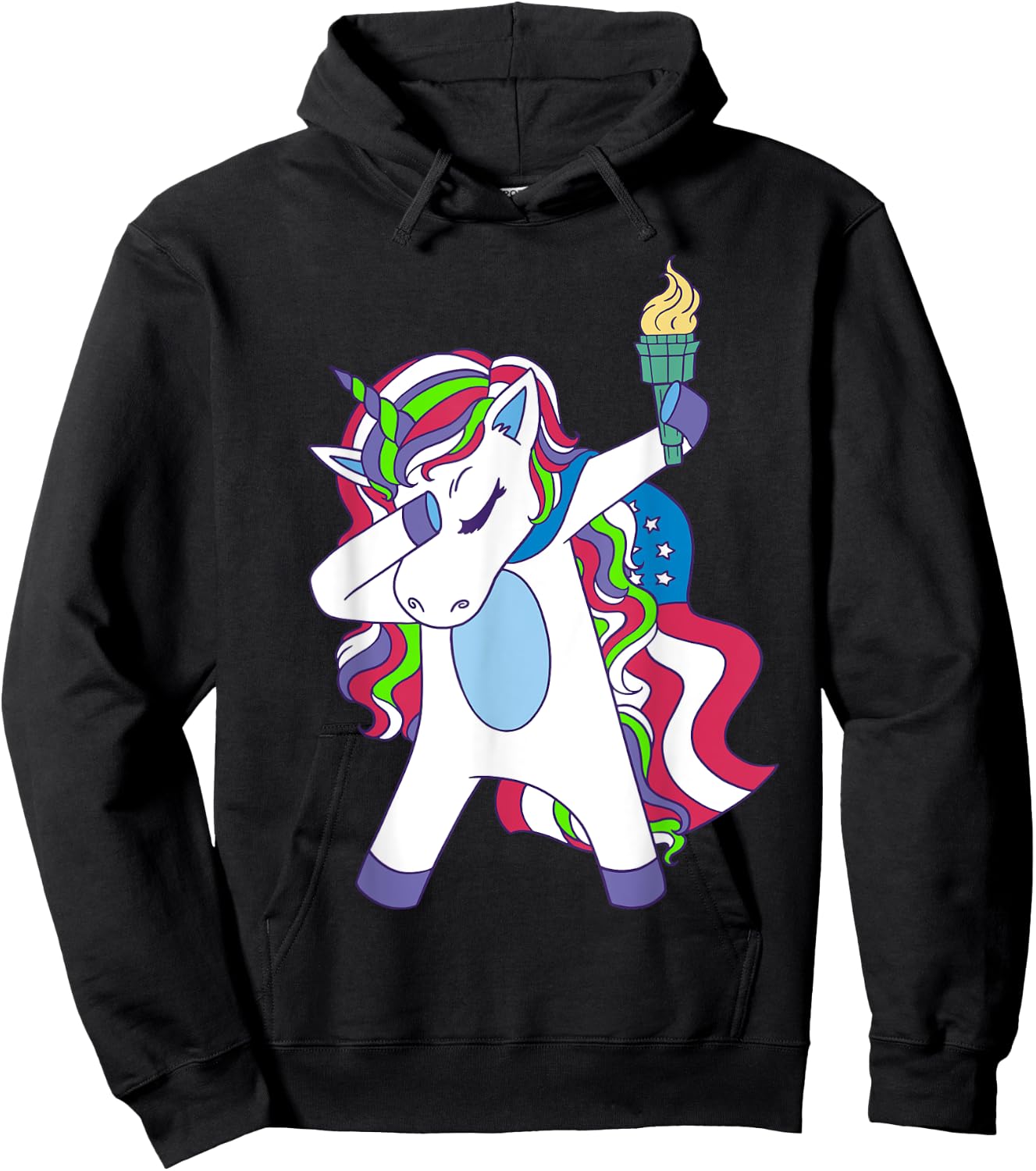 Unicorn Dabbing USA Patriotin Women's Unicorn Hoodie - Hoodie | Black