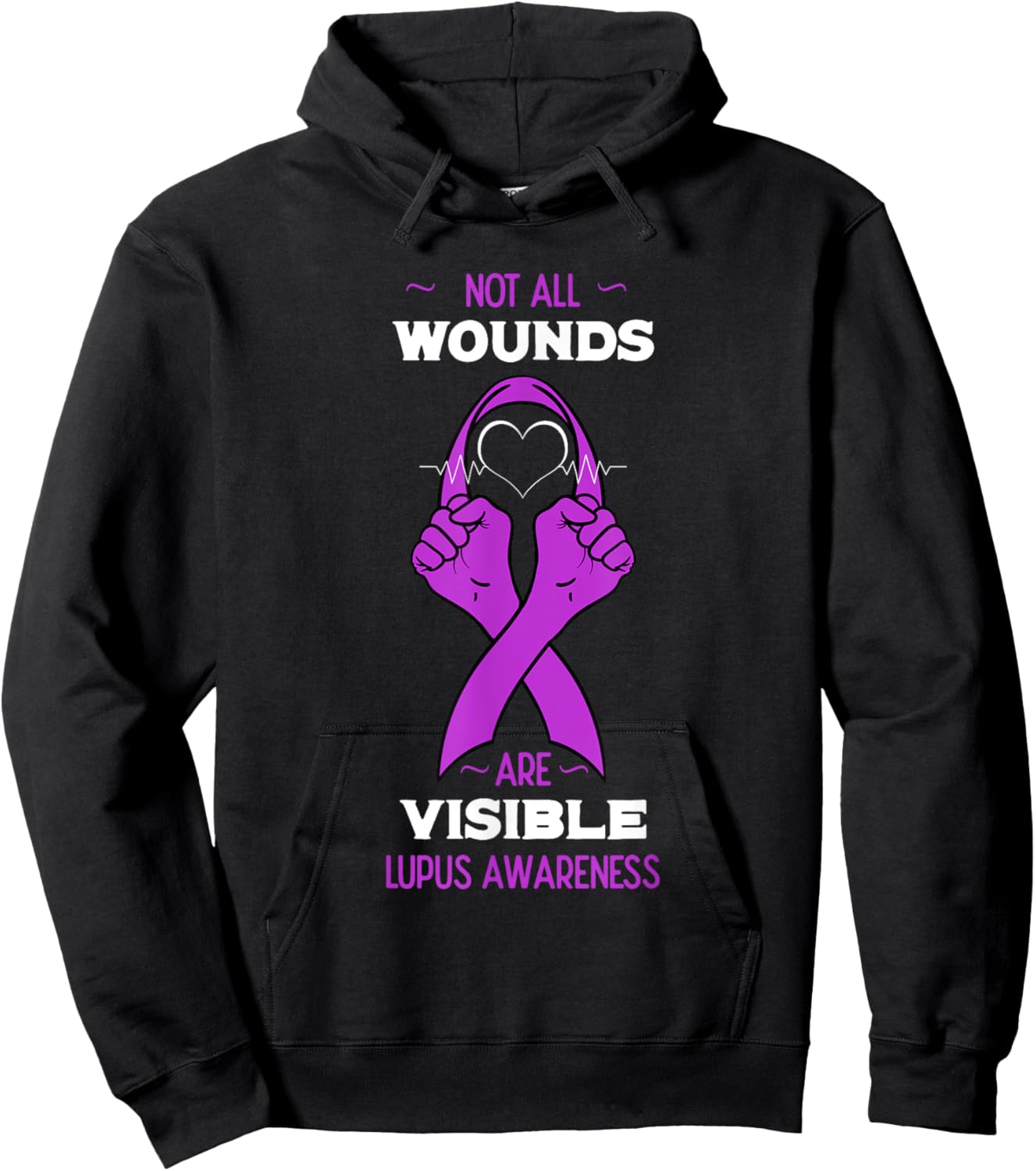 Lupus Awareness Purple Ribbon SLE Butterfly Cure Gift Hoodie - Hoodie | Black