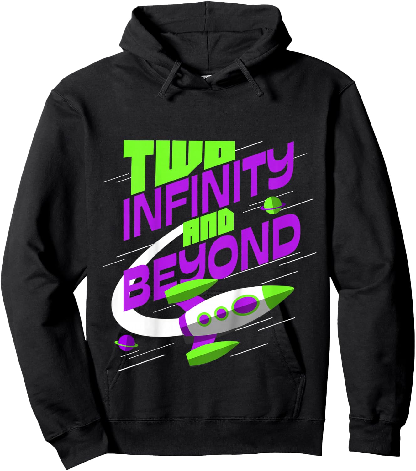 Two 2 Year Old 2nd Birthday Space Theme Boys Girls Hoodie - Hoodie | Black