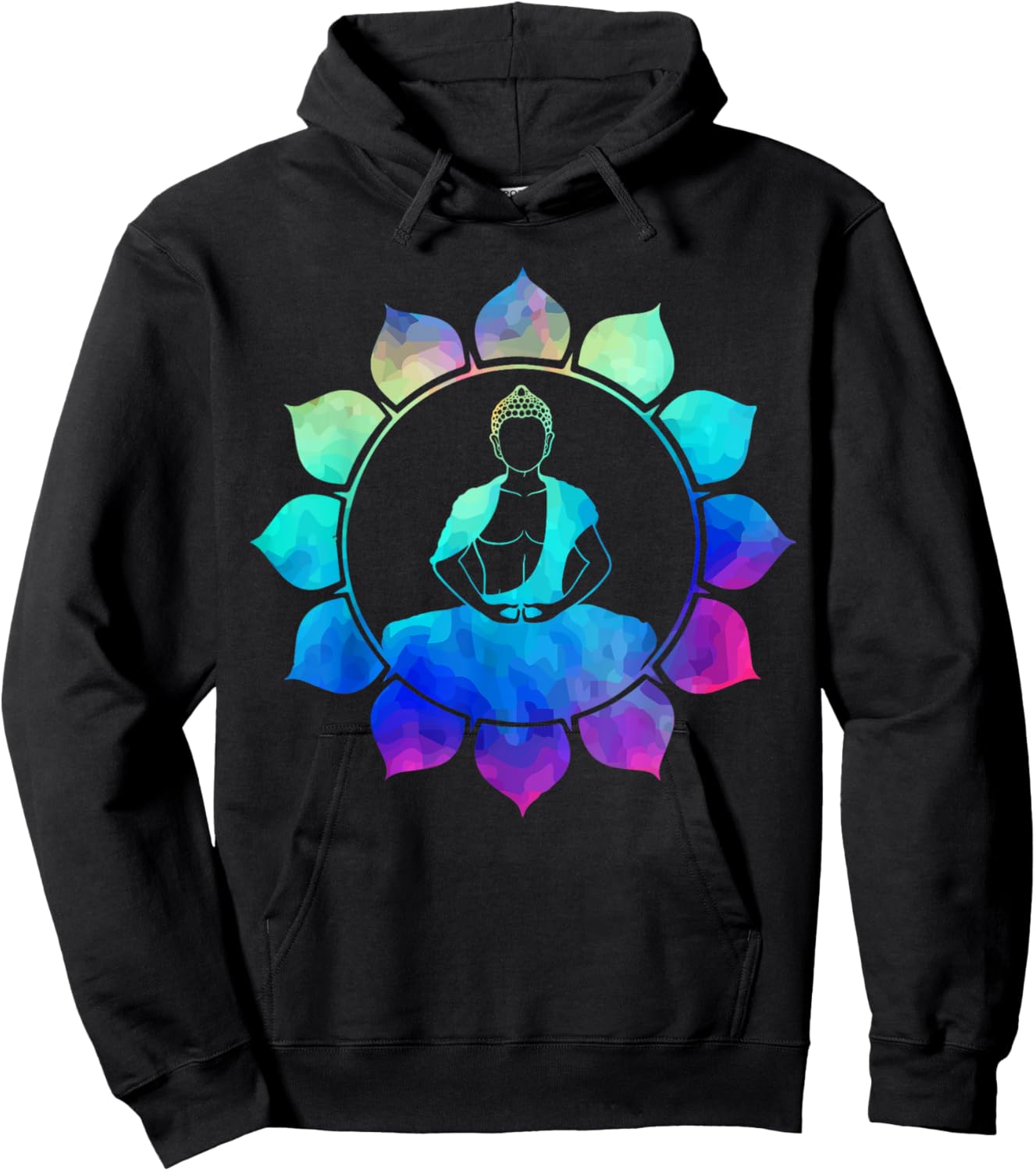 Meditating Buddha Rainbow Tie Dye Cute Unique Gift Hoodie - Hoodie | Black