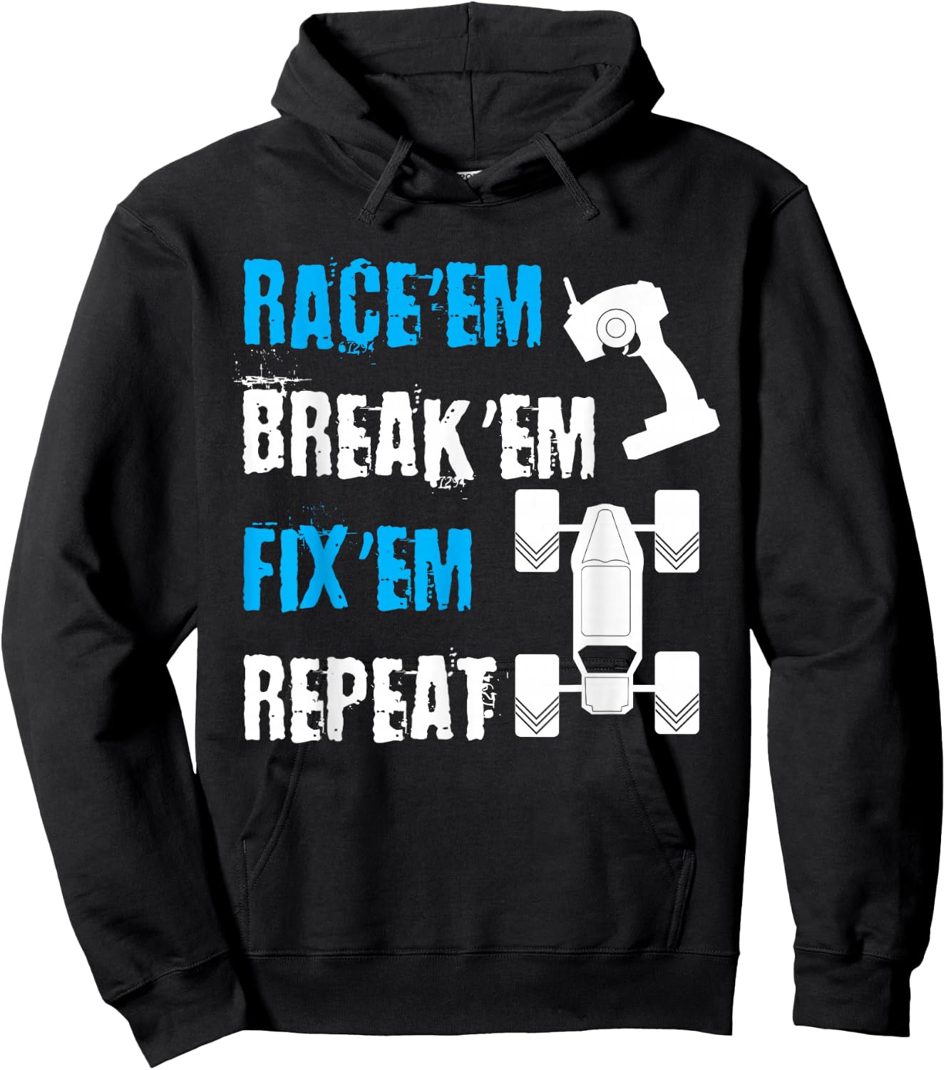 Race 'Em Break 'Em Fix 'Em Repeat Car Racing Racecar Hoodie - Hoodie | Black
