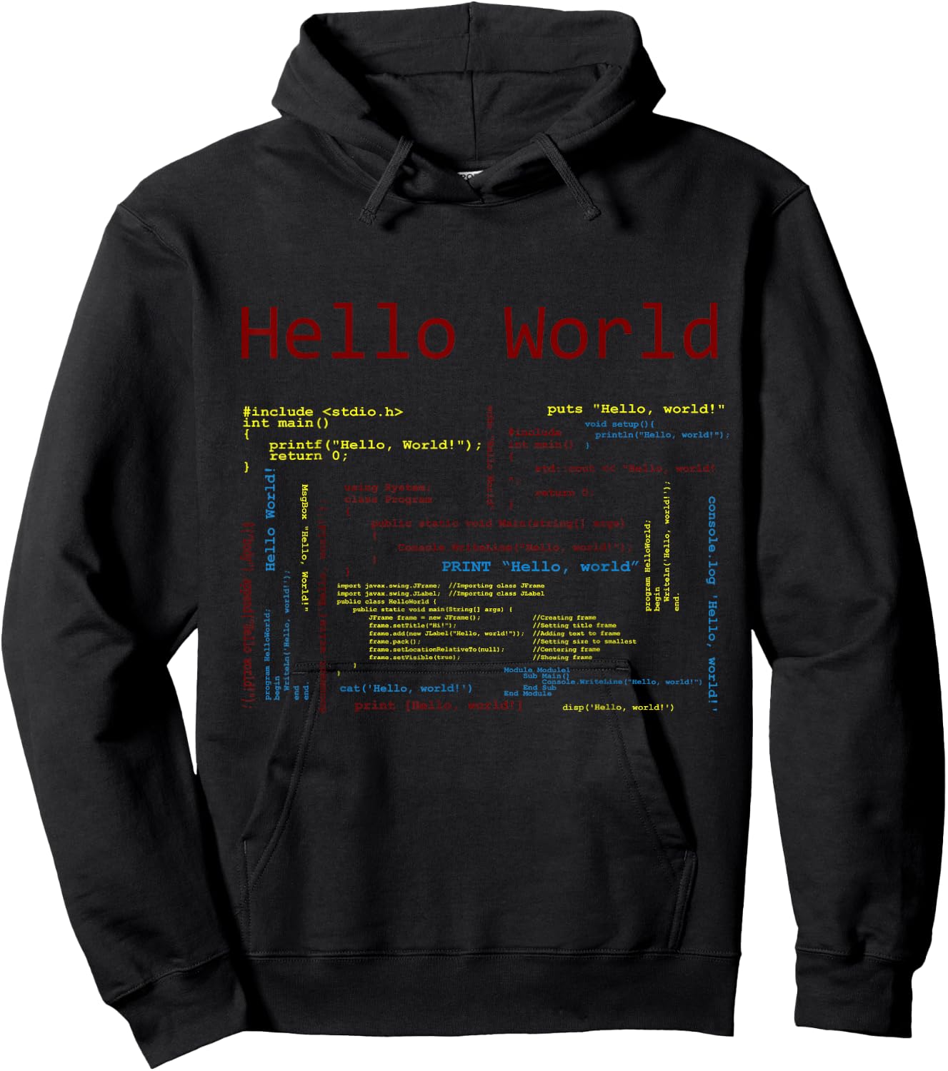 Hello World, Computer Programming Languages Computer Science Hoodie - Hoodie | Black