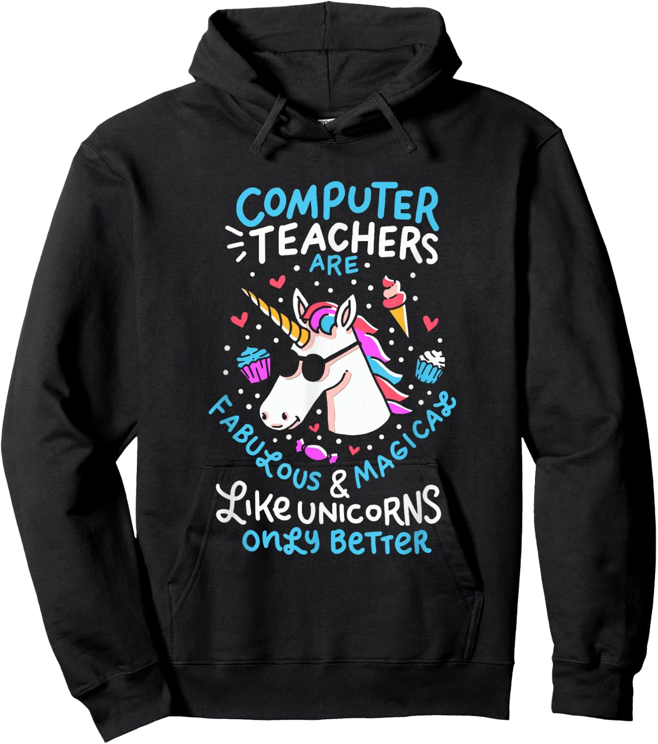 Unicorn Computer Teacher Teacher Apprechiation Shirt Women Kids Hoodie - Hoodie | Black