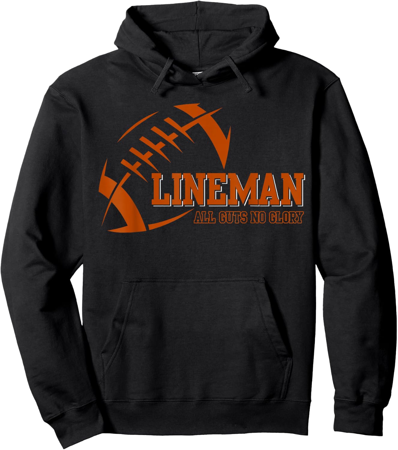 Lineman All Cuts No Glory Football Hoodie - Hoodie | Black