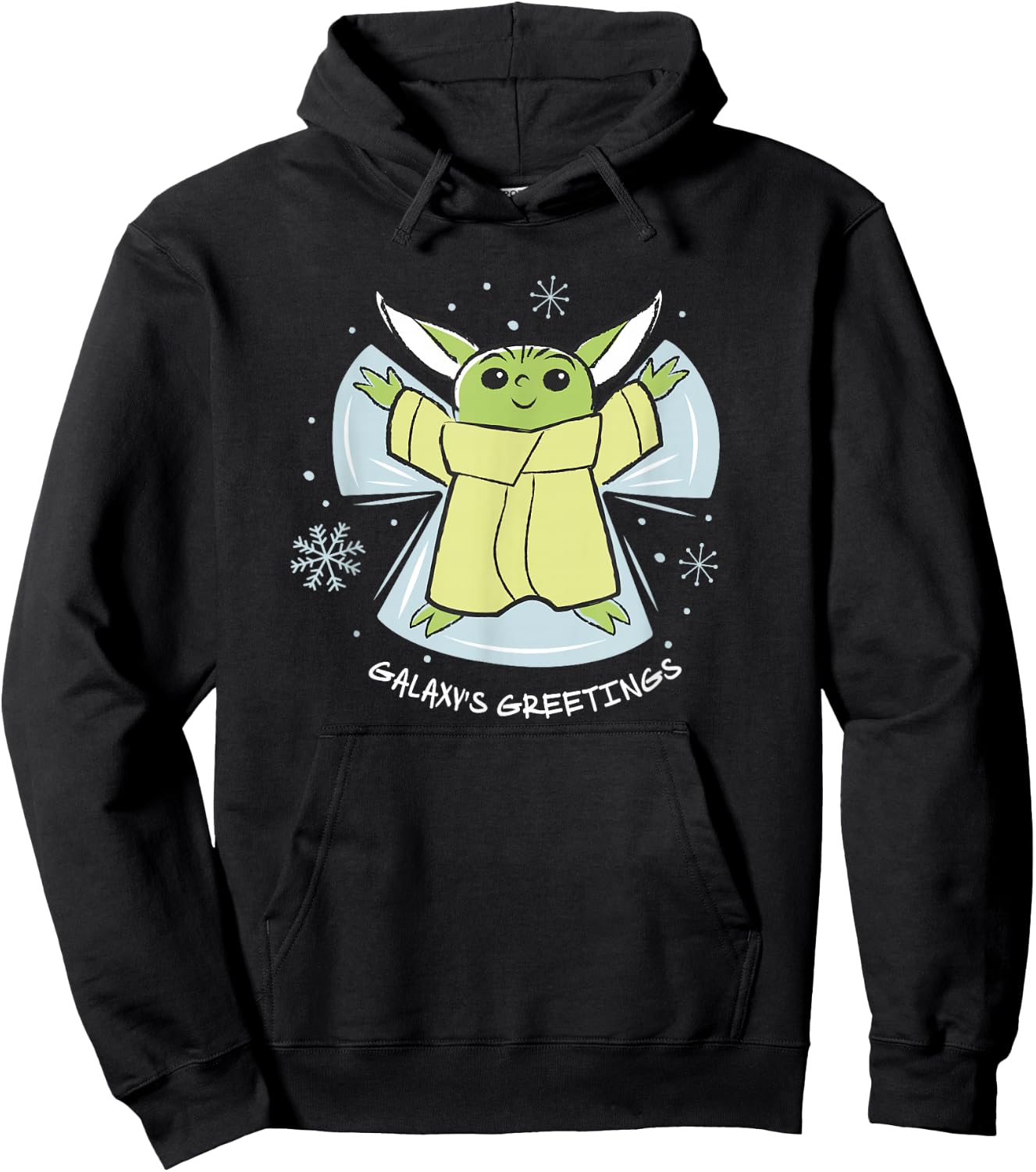 Star Wars The Mandalorian Grogu Galaxy's Greetings Holiday Hoodie - Hoodie | Black