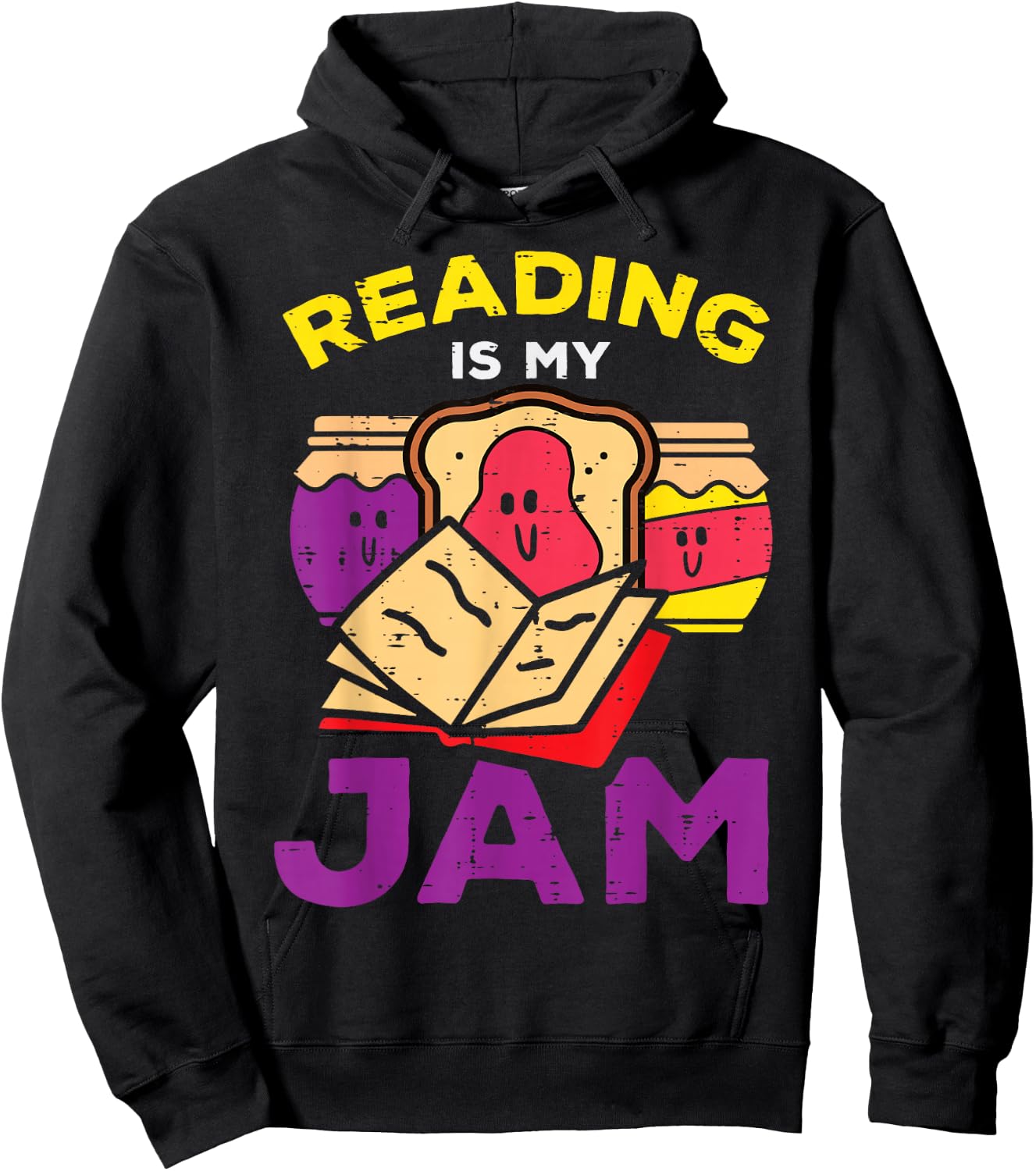 Reading Book Jam Toast Funny Food Pun Bookworm Librarian Hoodie - Hoodie | Black