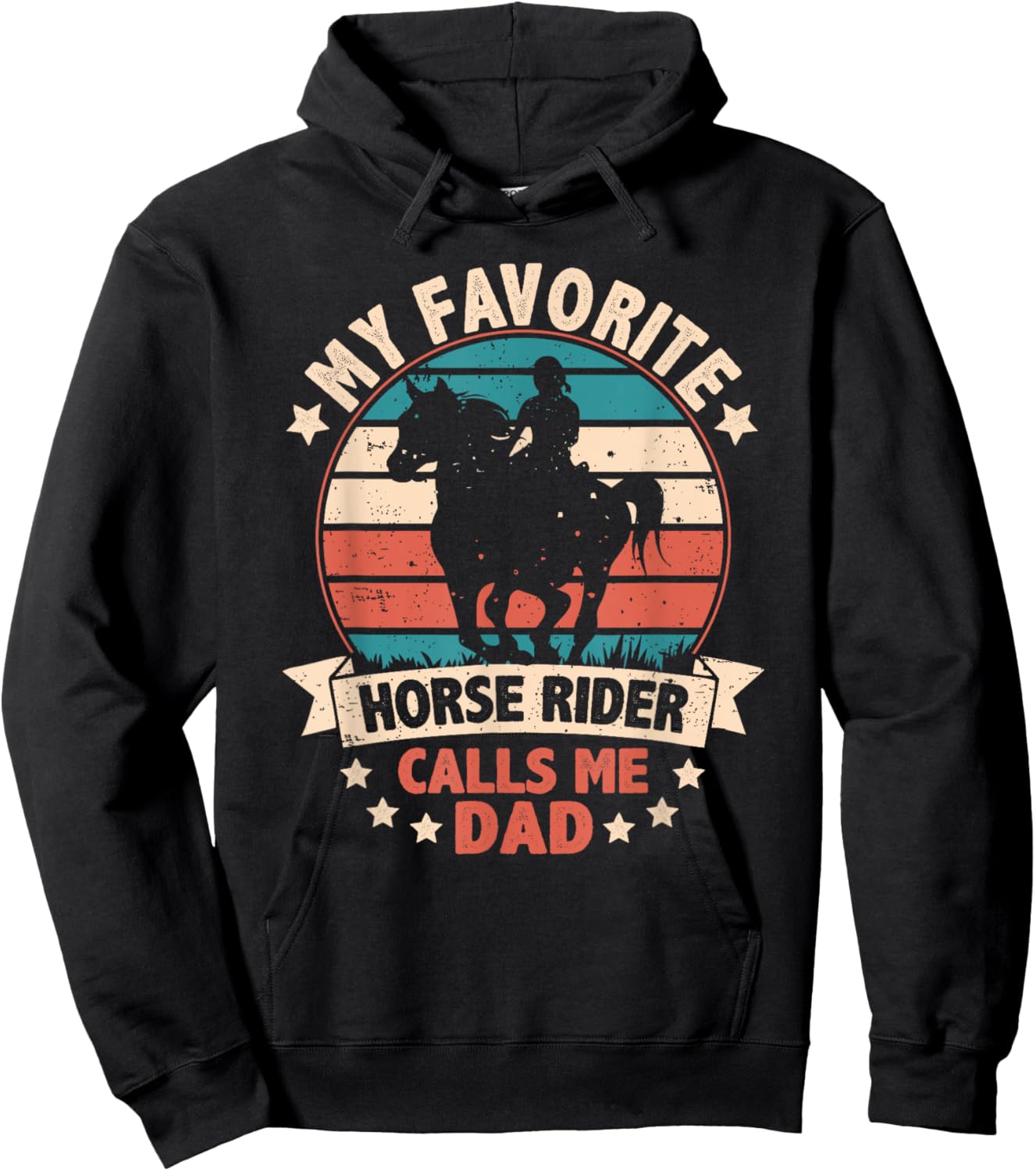 My Favorite Horse Rider Calls Me Dad Fathers Day Funny Retro Hoodie - Hoodie | Black