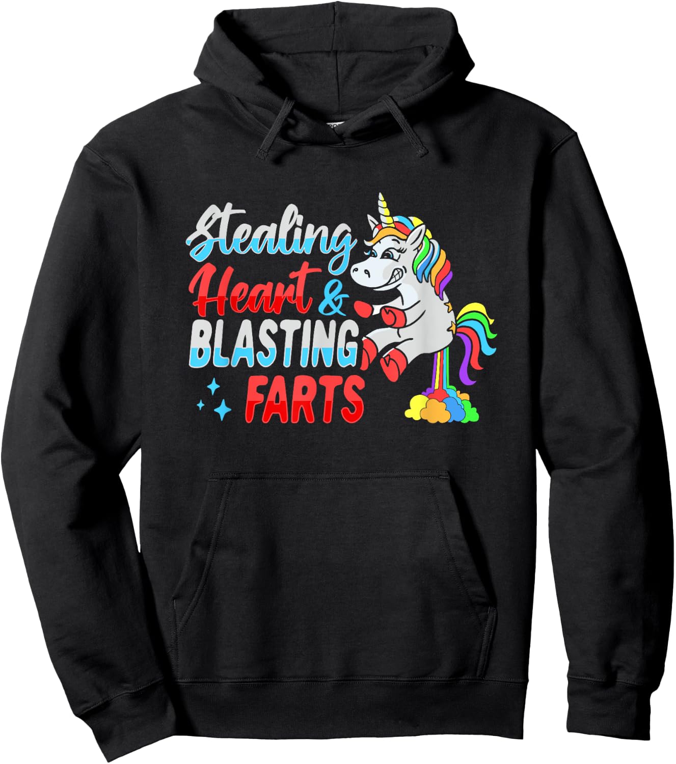 Stealing hearts and blasting farts Unicorn Hoodie - Hoodie | Black