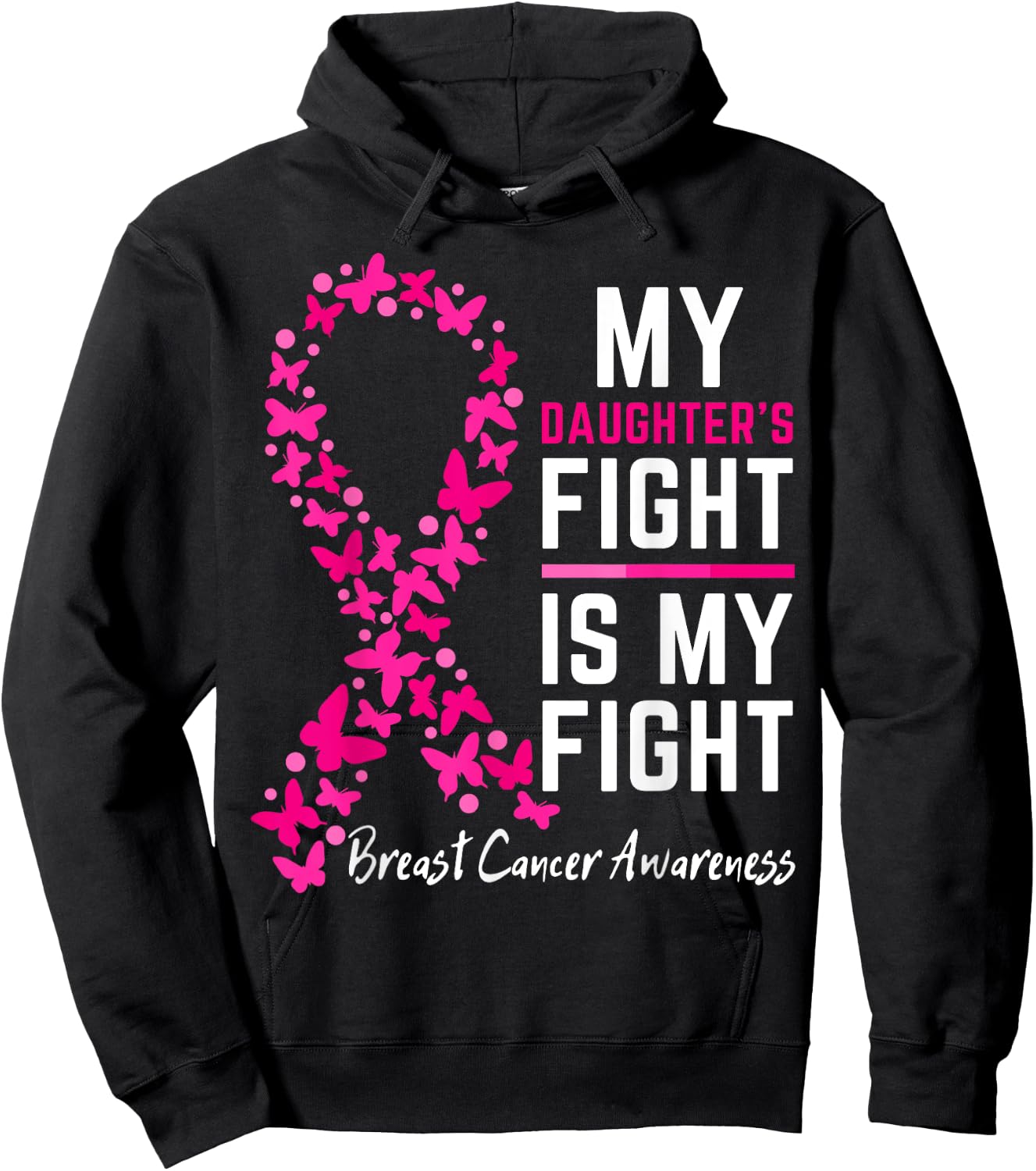 My Daughter's Fight is My Fight Cute Breast cancer awareness Hoodie - Hoodie | Black