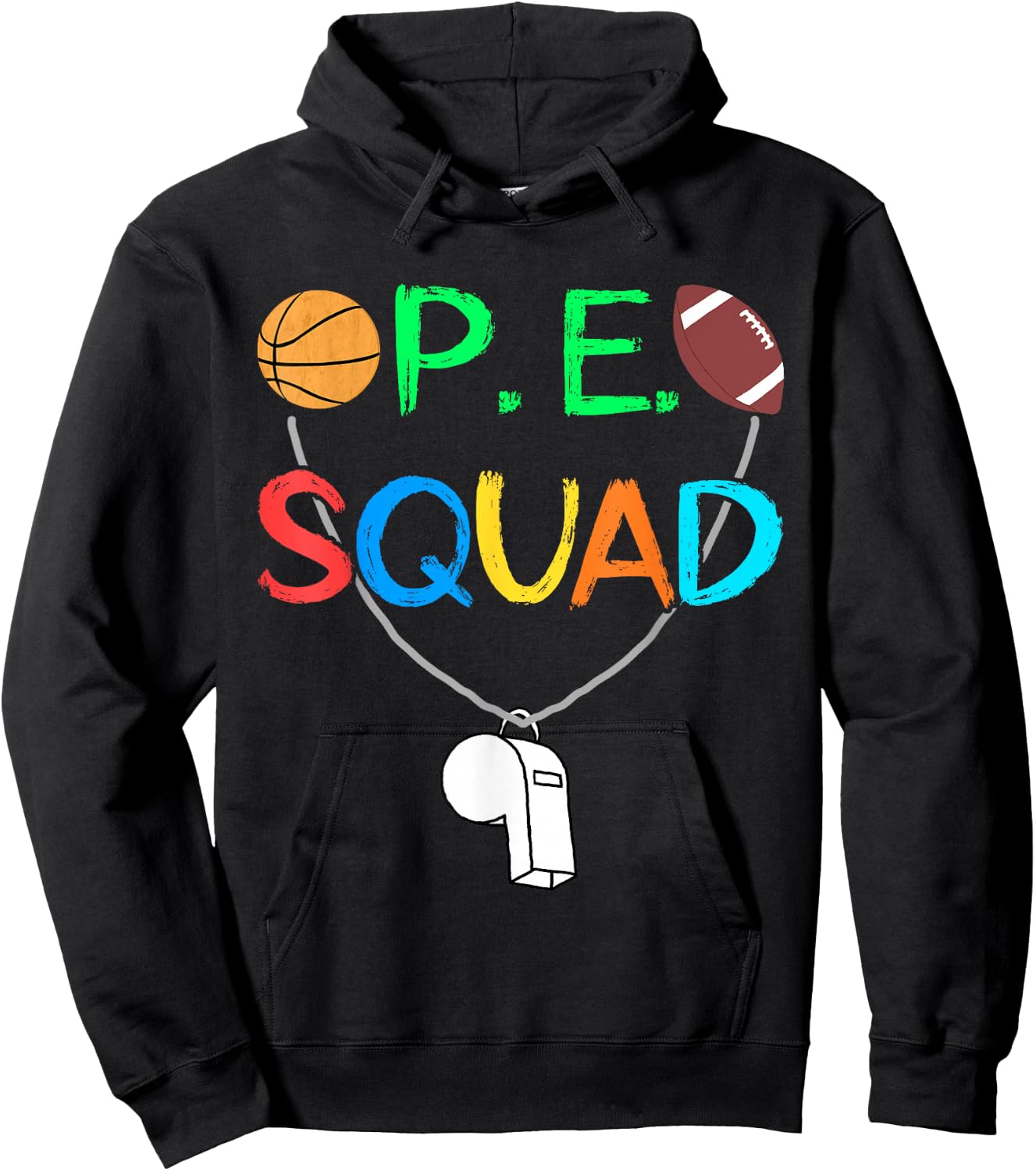 PE Teacher Squad P.E. Team School Fitness Teacher Crew Hoodie - Hoodie | Black