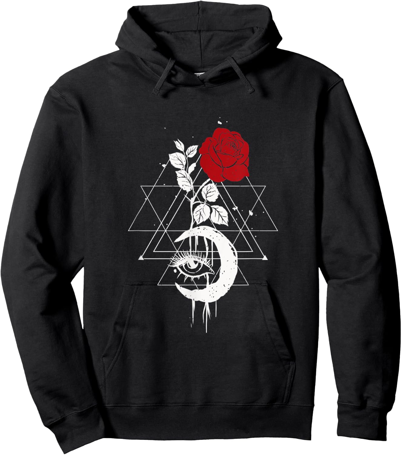 Moon phase wild rose design spiritual moon cycle Hoodie - Hoodie | Black