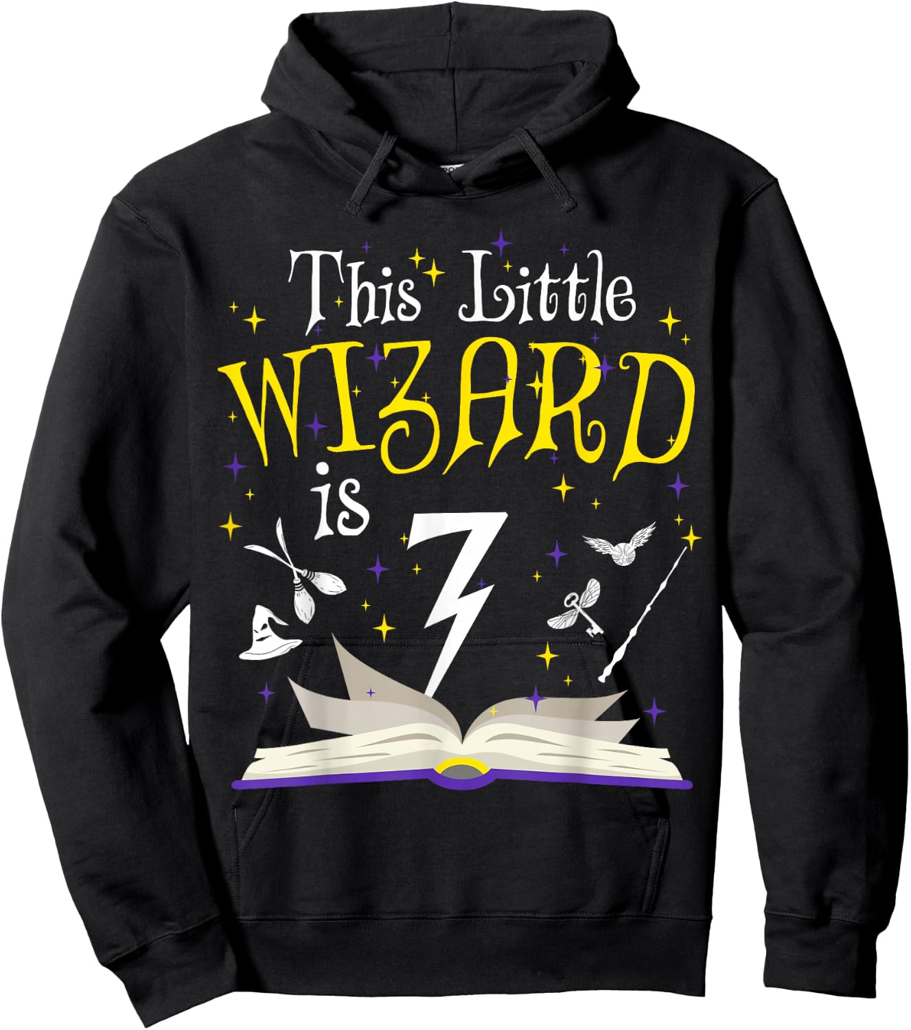 7th B-Day Magic Wizard 7 Year Old Birthday Matching Family Hoodie - Hoodie | Black