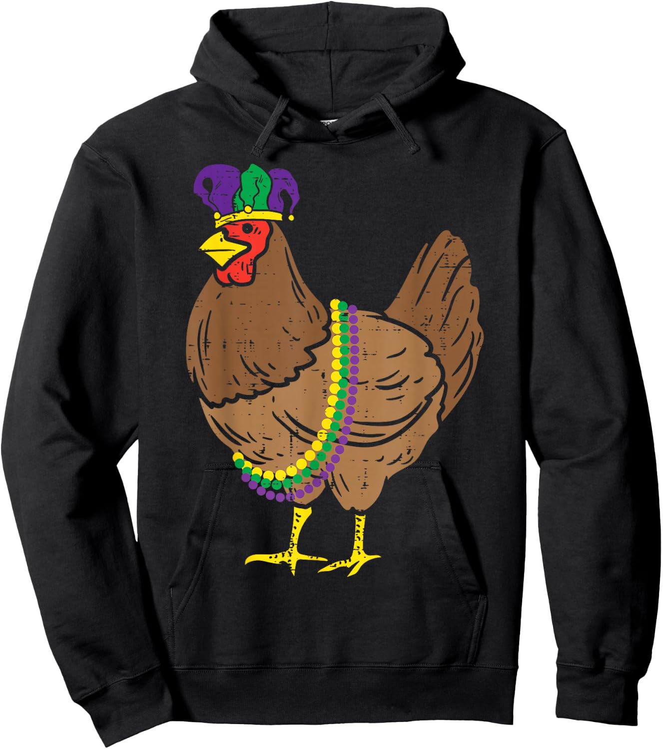 Jester Chicken Beads Mardi Gras Funny Farming Men Women Kids Hoodie - Hoodie | Black