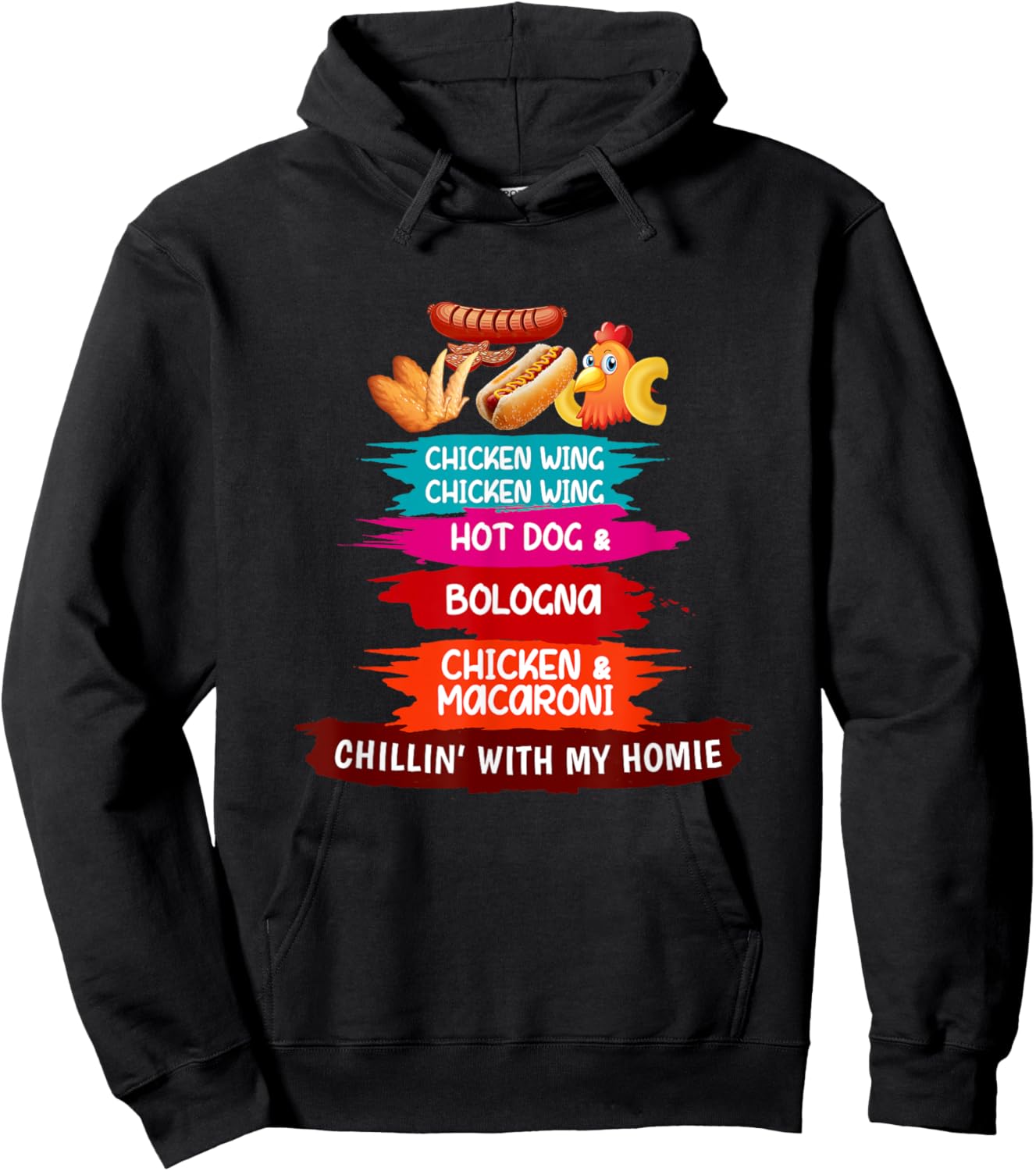 Cooked Chicken Wing Chicken Wing Hot Dog Bologna Macaroni Hoodie - Hoodie | Black
