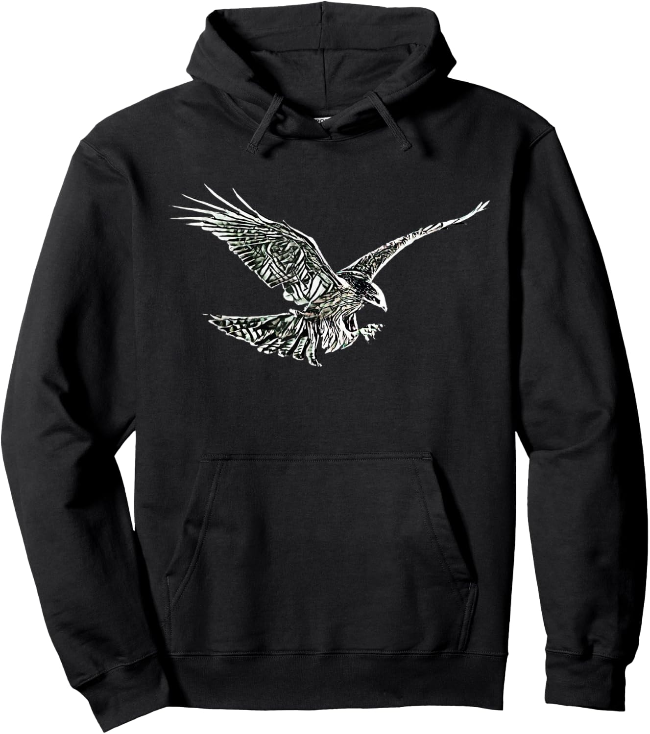 Hawk Motif Bird of Prey Falcon Hoodie - Hoodie | Black