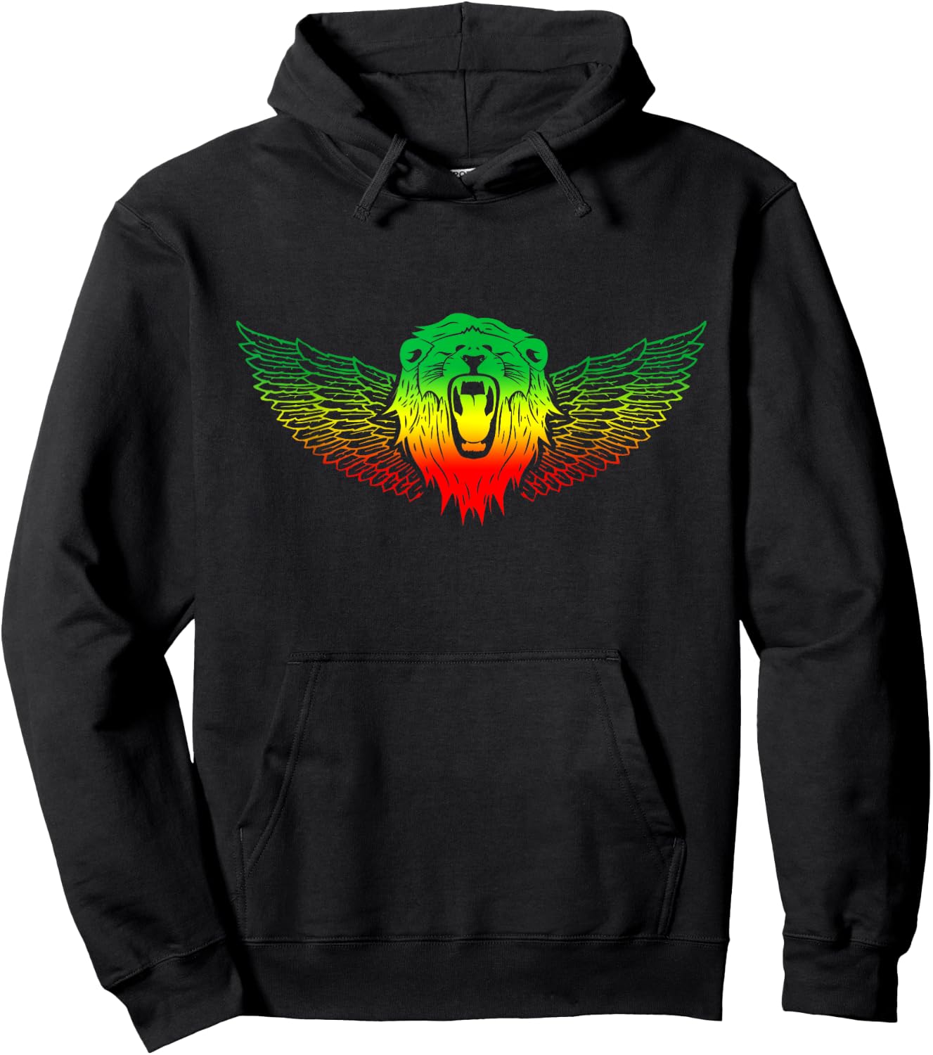 Rasta Reggae Chest Ethiopian Lion Rastafari Roots Hippie Hoodie - Hoodie | Black