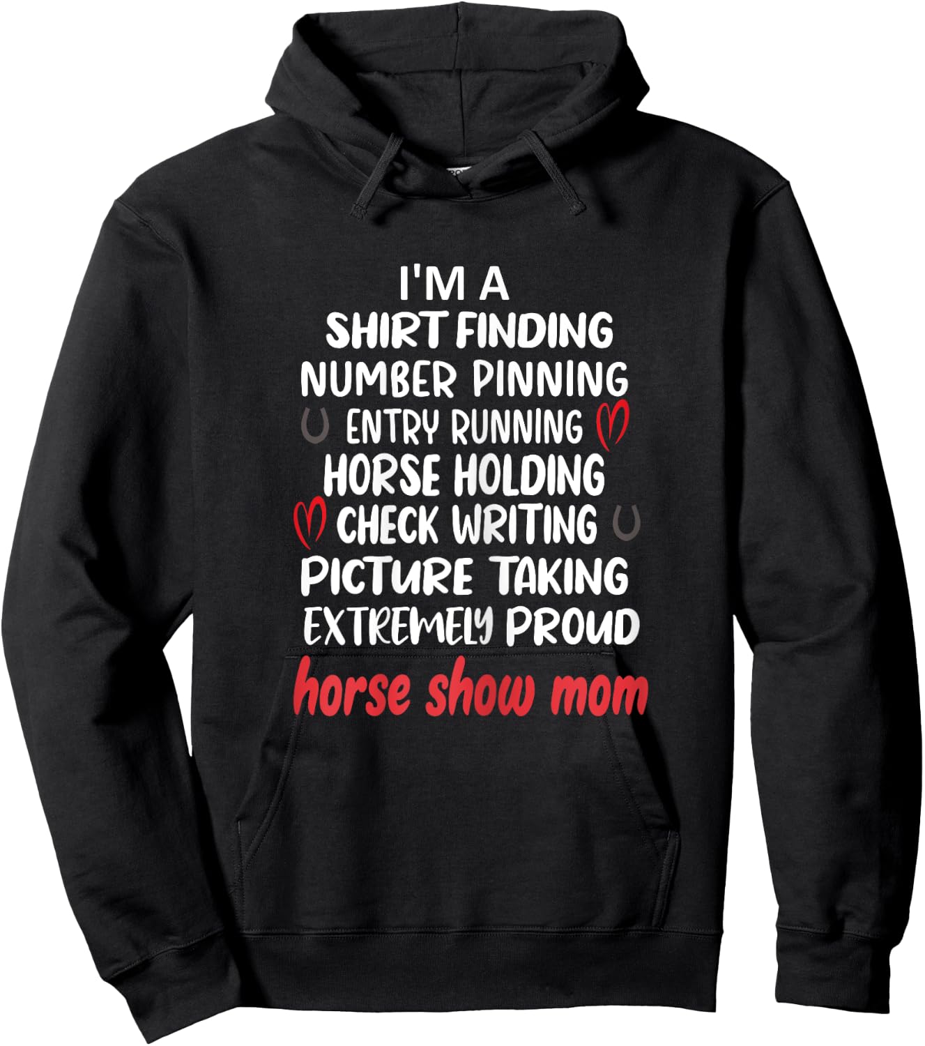 Proud Horse Show Mama Horse Show Mom Definition - Women's Black X-Small Classic Fit Short Sleeve Cotton Polyester Modern Lace Embellishment Mother's Day Hoodie - Hoodie | Black
