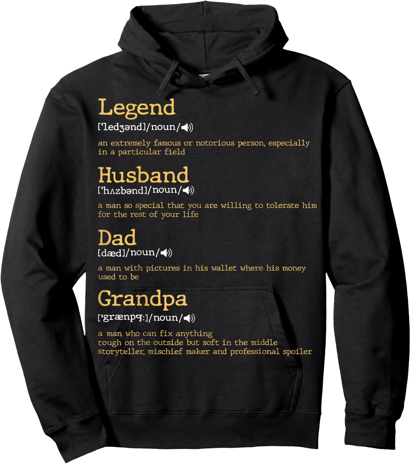 Father's Day - Dad Definition - Legend Husband Dad Grandpa Hoodie - Hoodie | Black