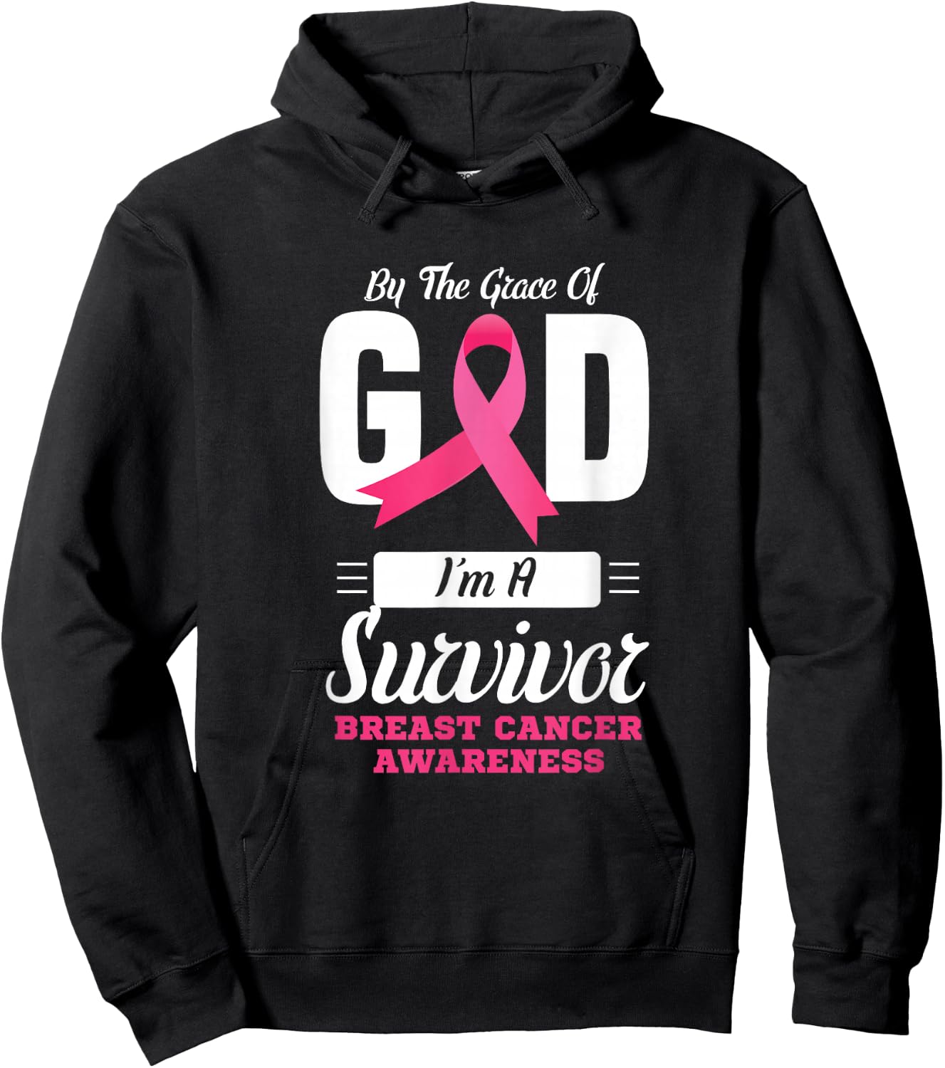 By the grace god I'm a survivor breast cancer awareness Hoodie - Hoodie | Black