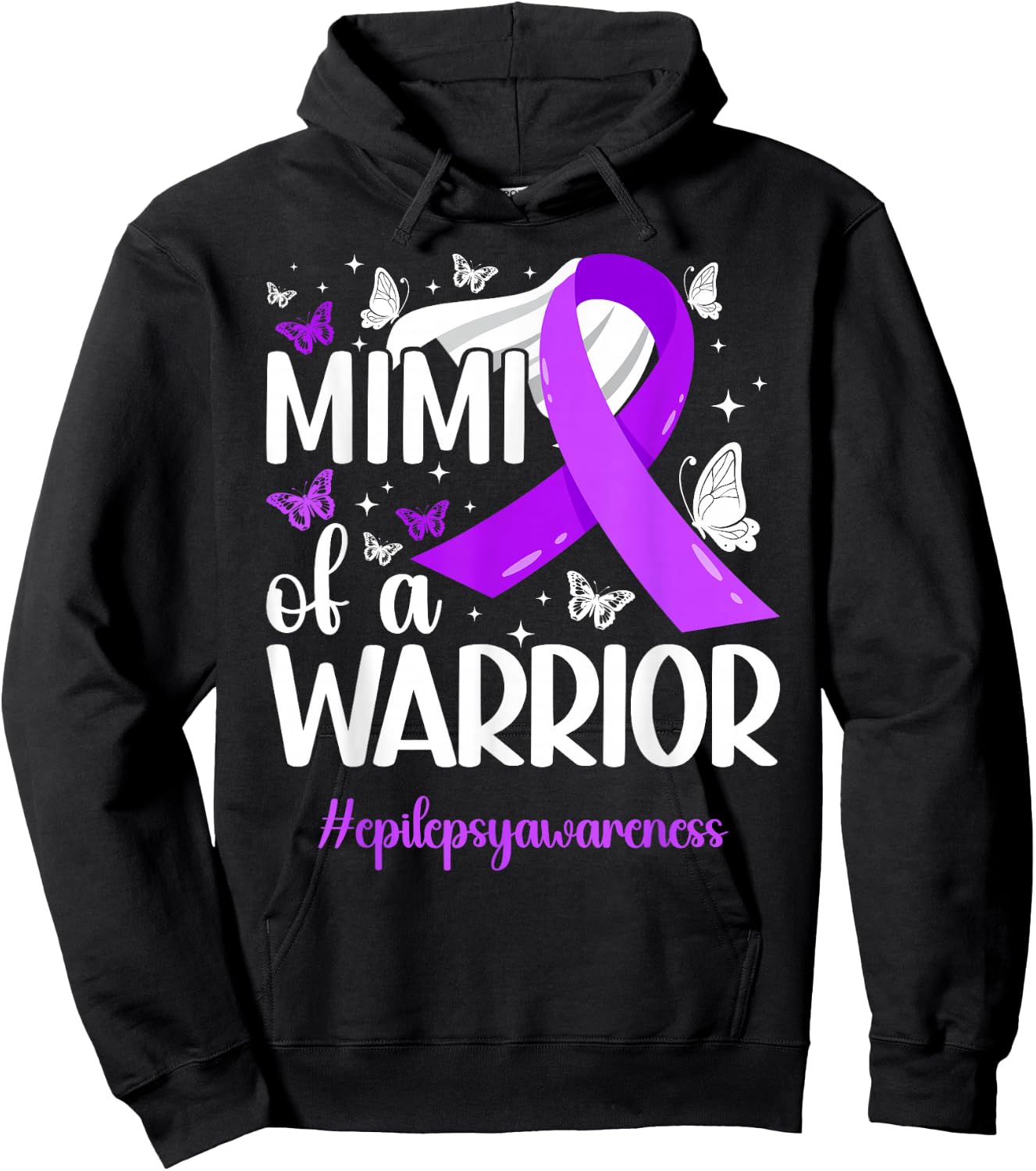 Proud Mimi of an Epilepsy Warrior Mimi Epilepsy Mimi Grandma Hoodie - Hoodie | Black