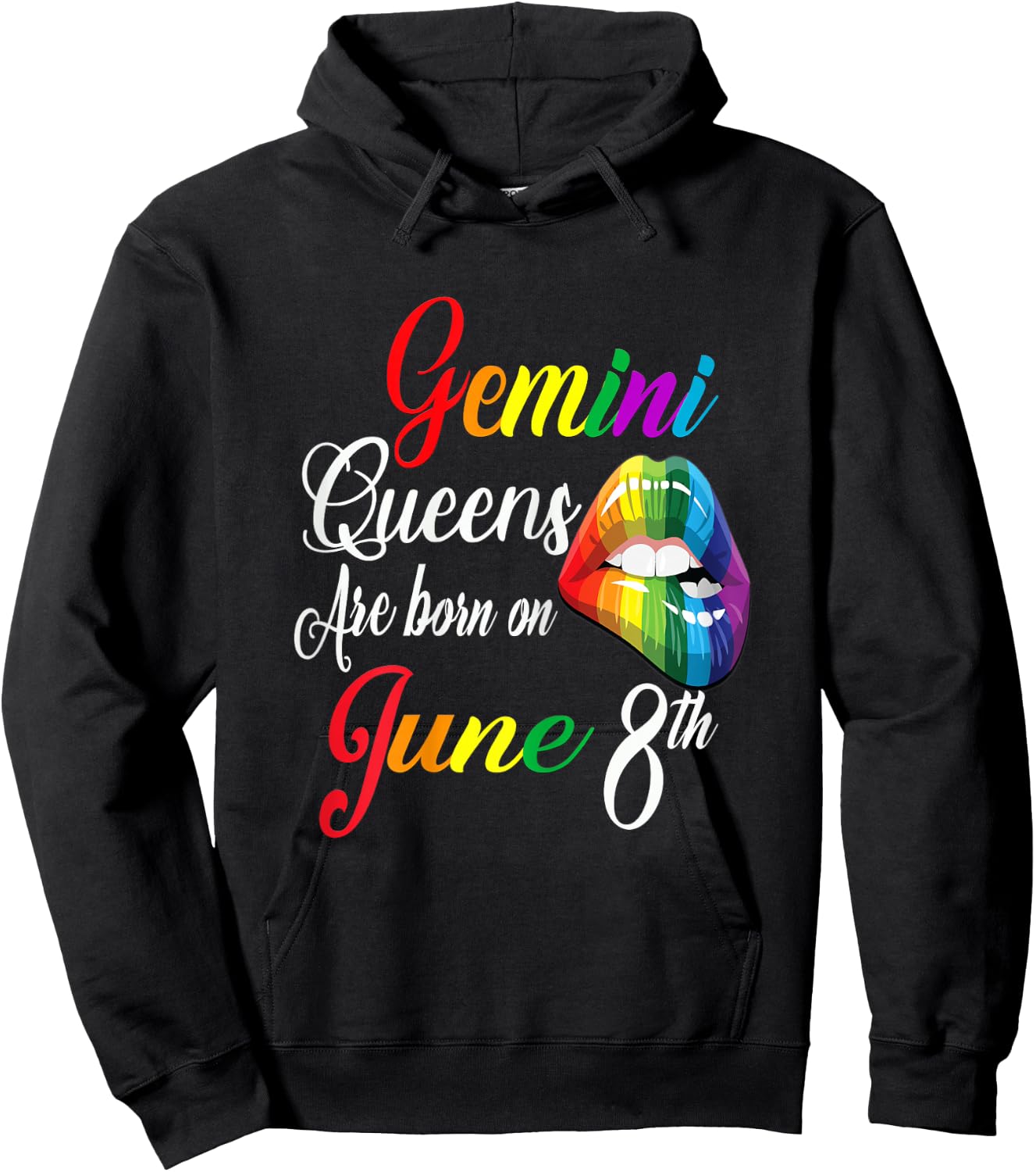 Rainbow Queens Are Born On June 8th Gemini Girl BIrthday Hoodie - Hoodie | Black