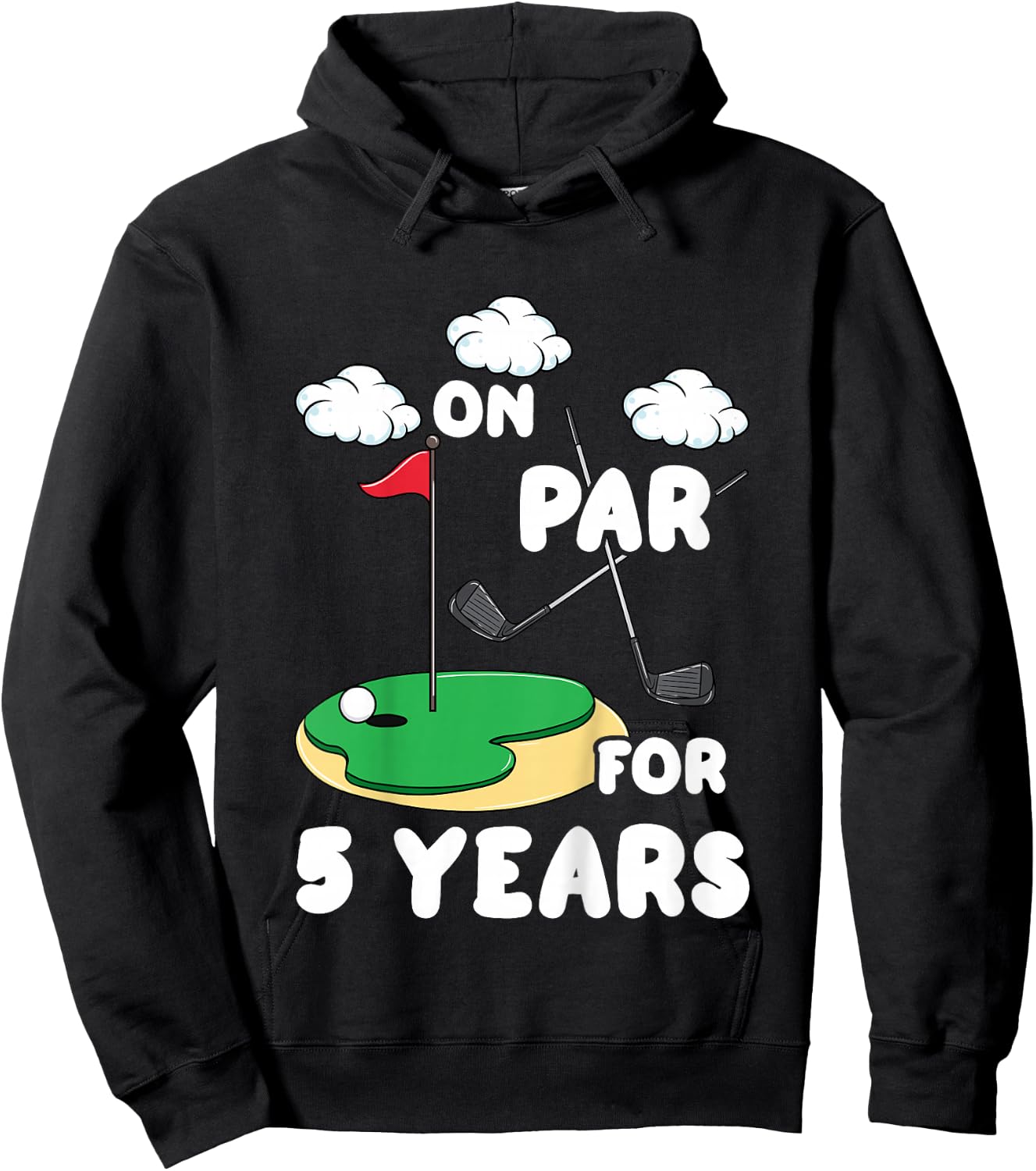 Kids 5th Birthday Golf Funny Golfer 5 Year Old Boy Girl Hoodie - Hoodie | Black