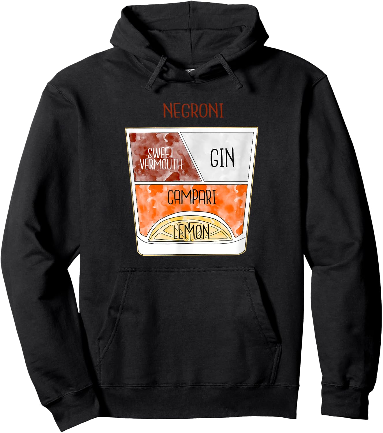 Negroni T Shirt Negroni Cocktail Poster Bartender Hoodie - Hoodie | Black
