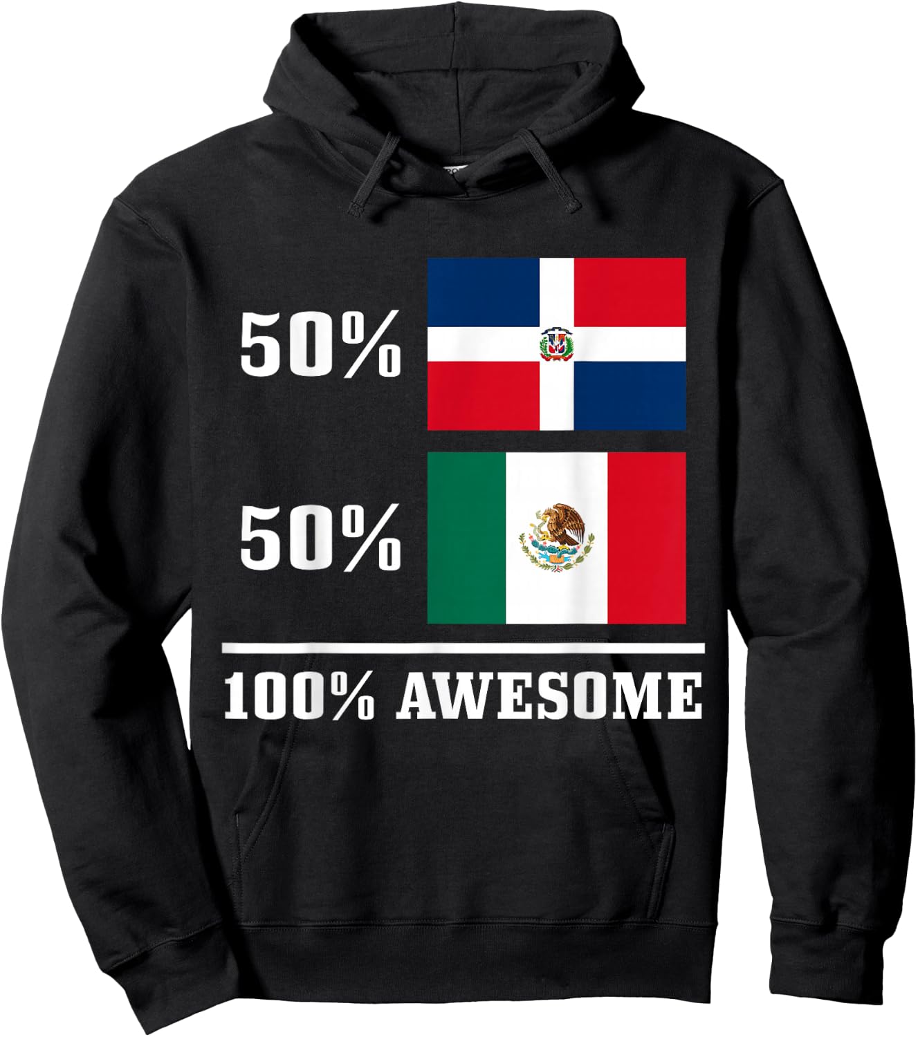 50% Dominican Republic 50% Mexico Mexican Flag Pride Hoodie - Hoodie | Black
