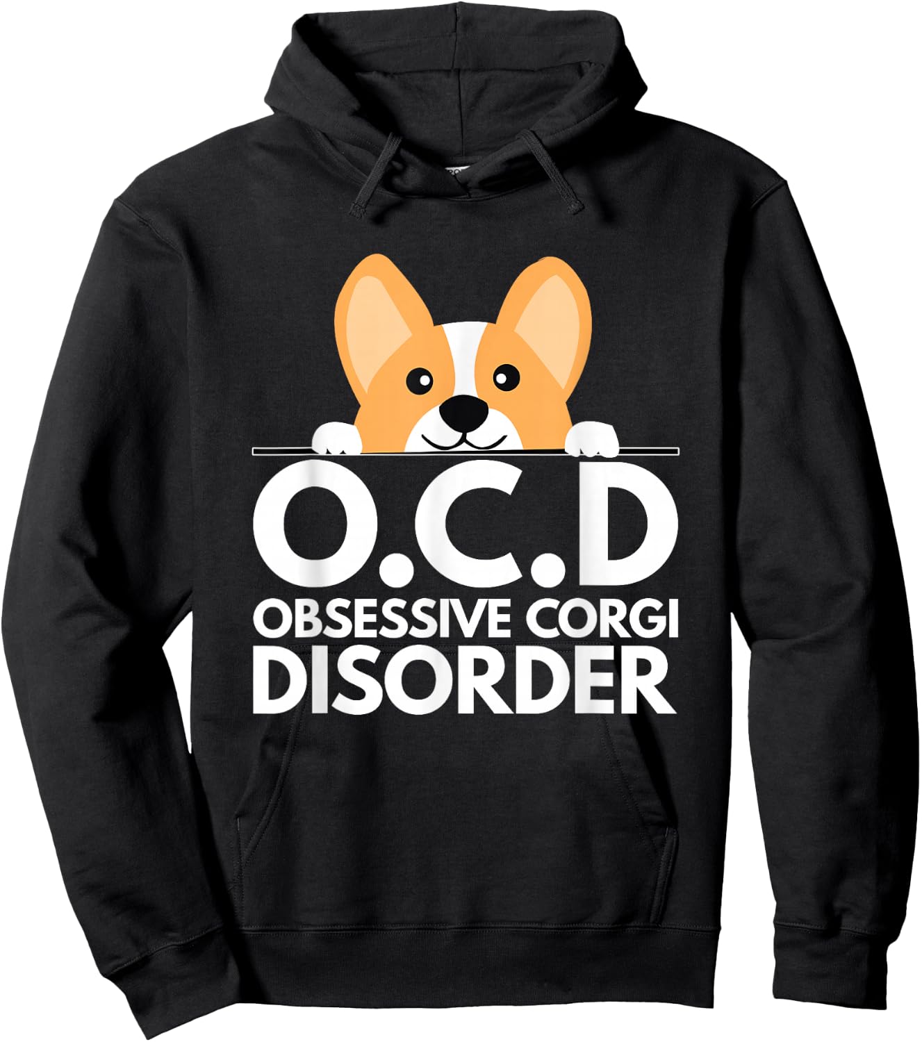 Funny Pun Dog Lover Obsessive Corgi Disorder Men Women Hoodie - Hoodie | Black