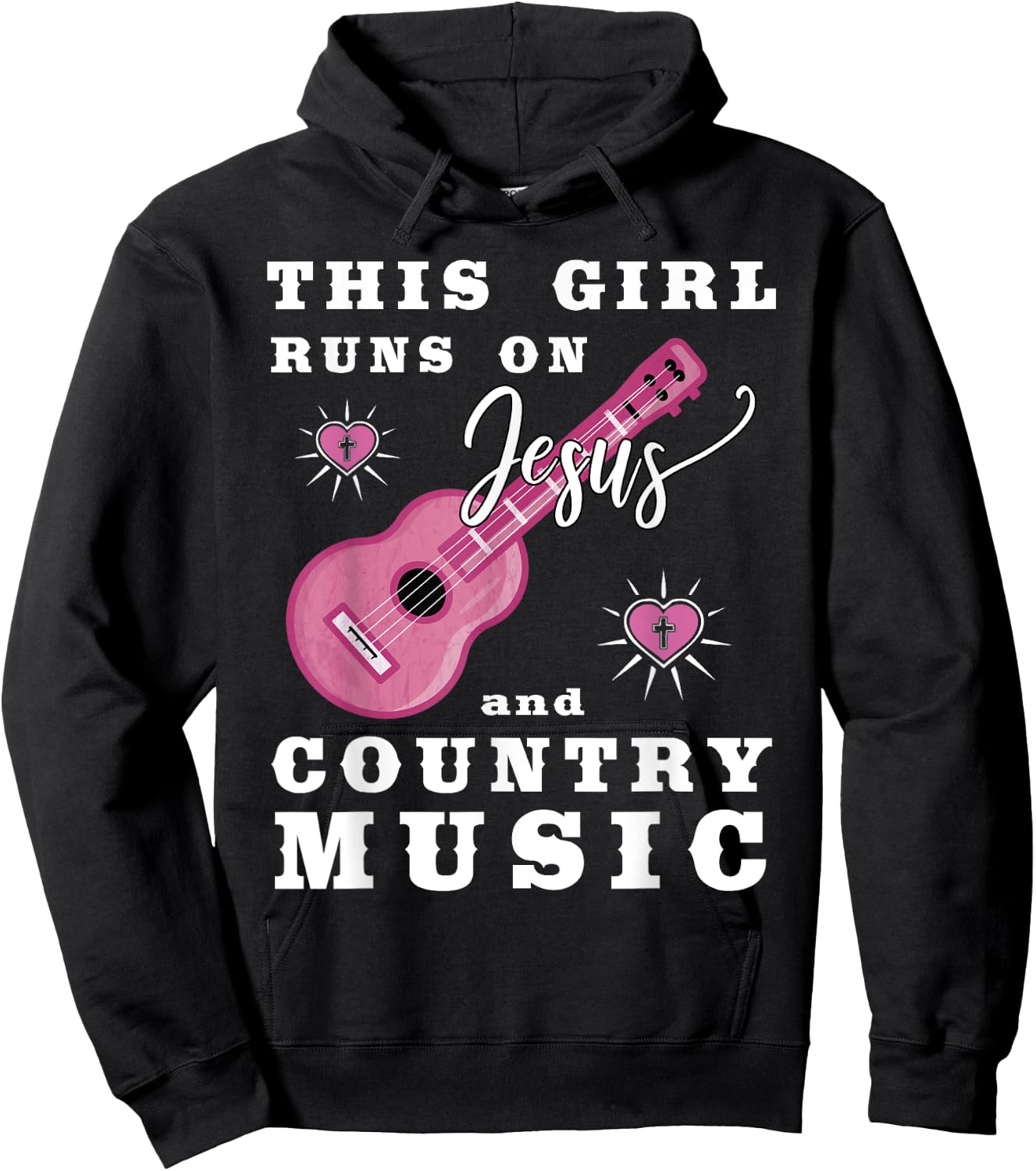 This Girl Runs On Jesus And Country Music Christian Hoodie - Hoodie | Black