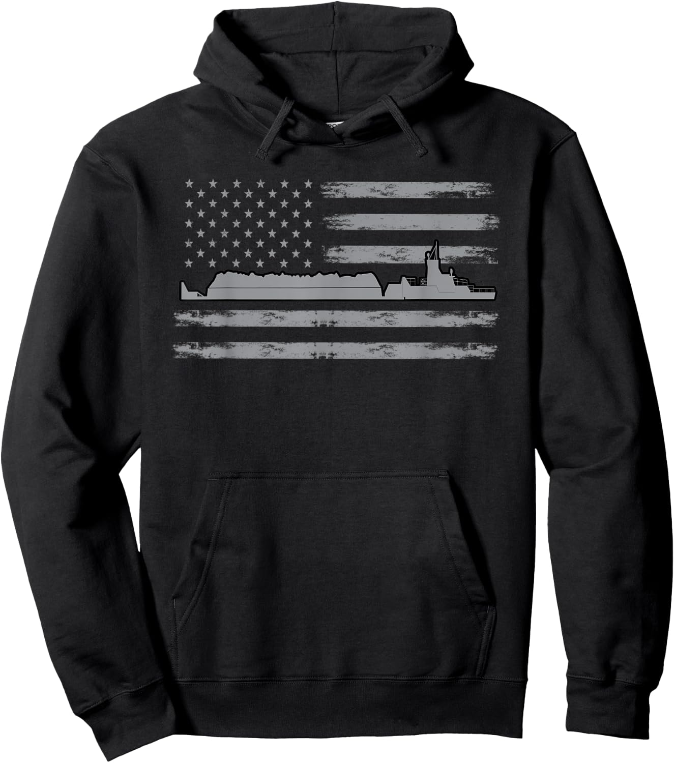 Great USA Flag Barge Outfit Love Barge Boat America Women Men Hoodie - Hoodie | Black