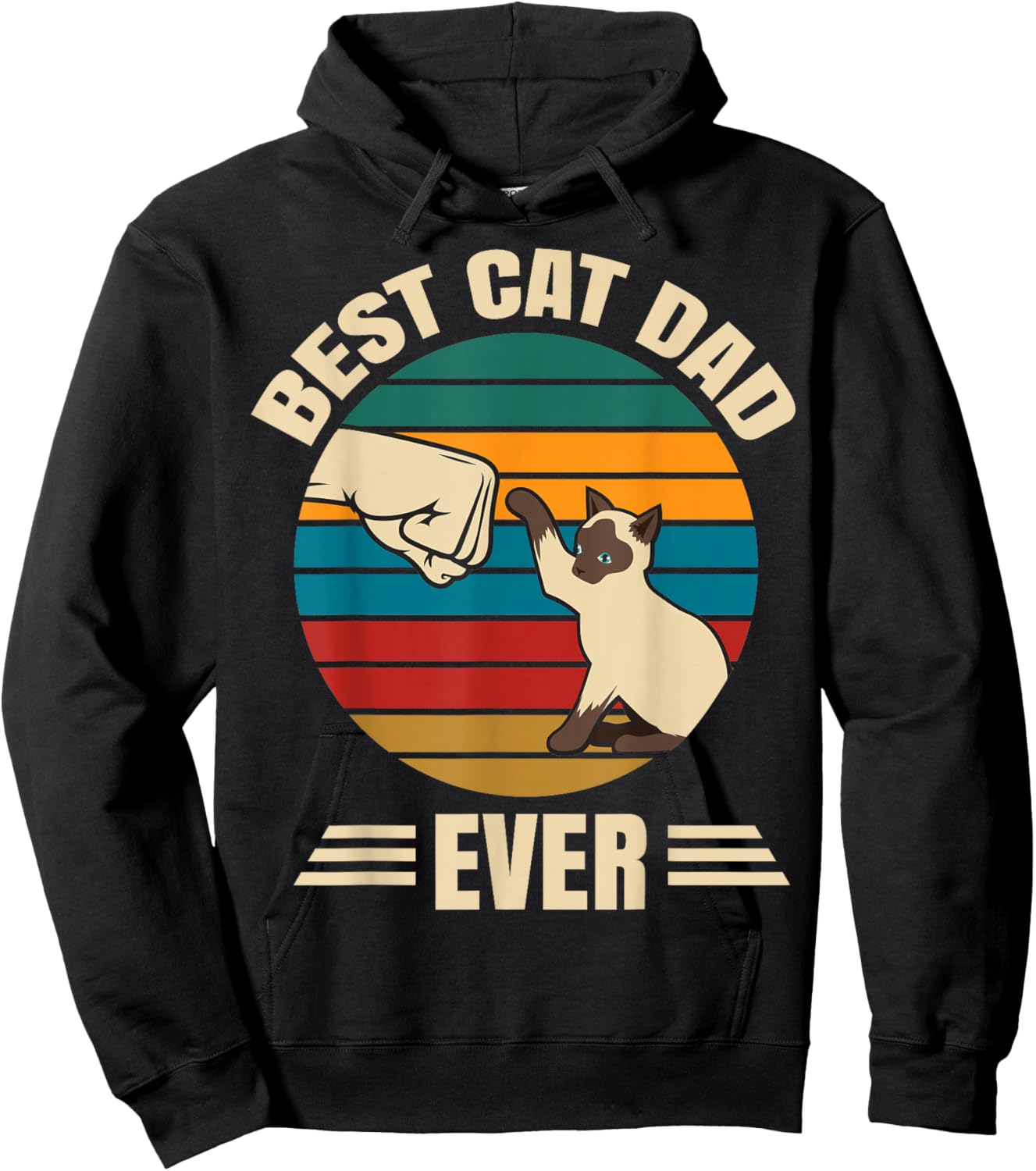 Best Cat Dad Ever with Siamese Cat - Funny Cute Hoodie - Hoodie | Black