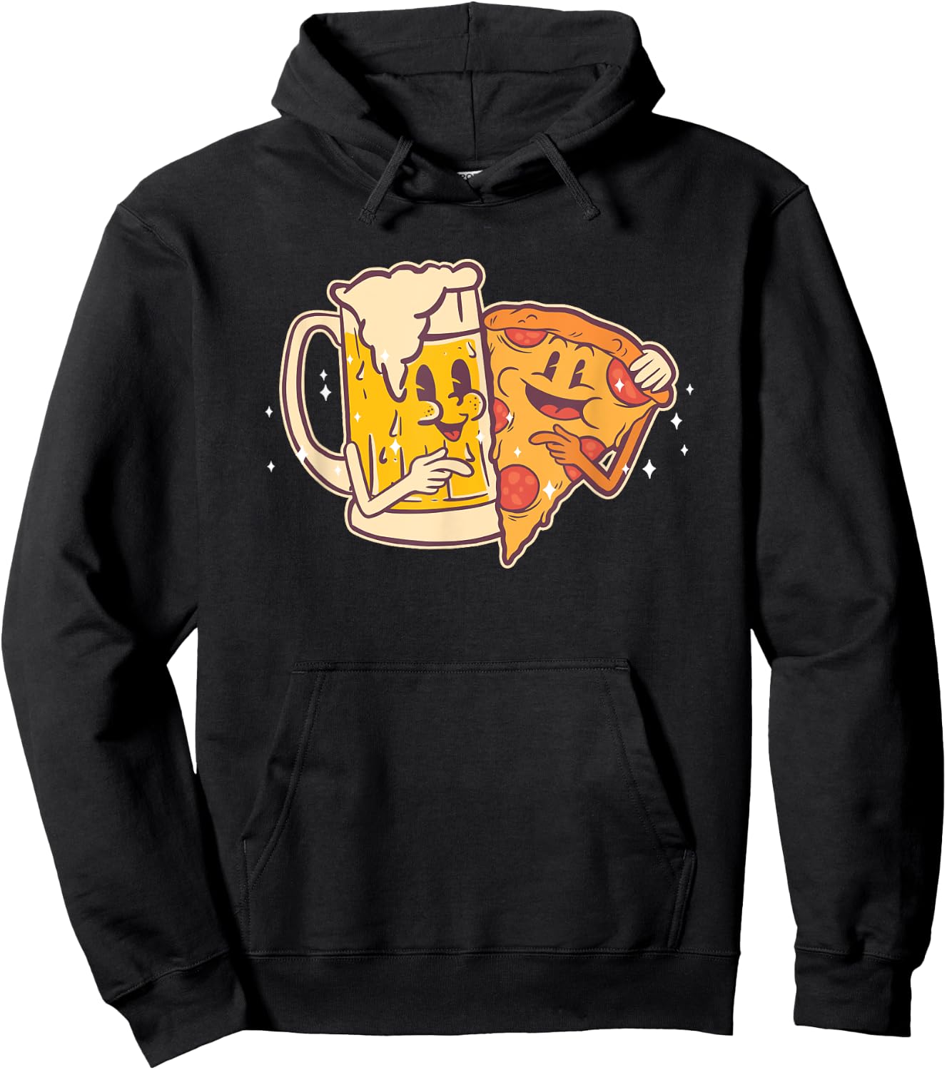 Beer and Pizza Cute Funny Best Friends Pizza Hoodie - Hoodie | Black