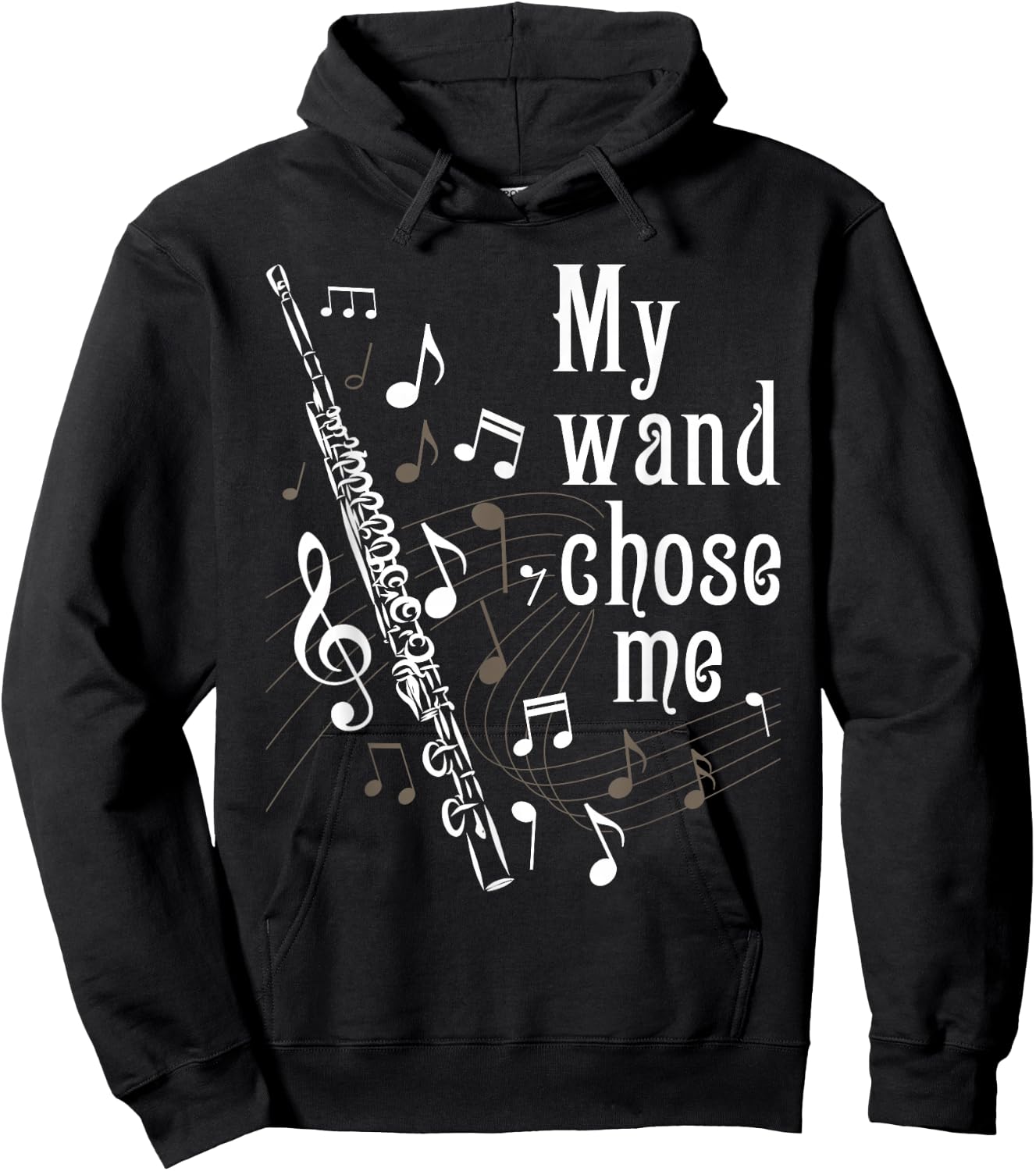 My Wand Chose Me - Flute Player Flutist Marching Band Music Hoodie - Hoodie | Black