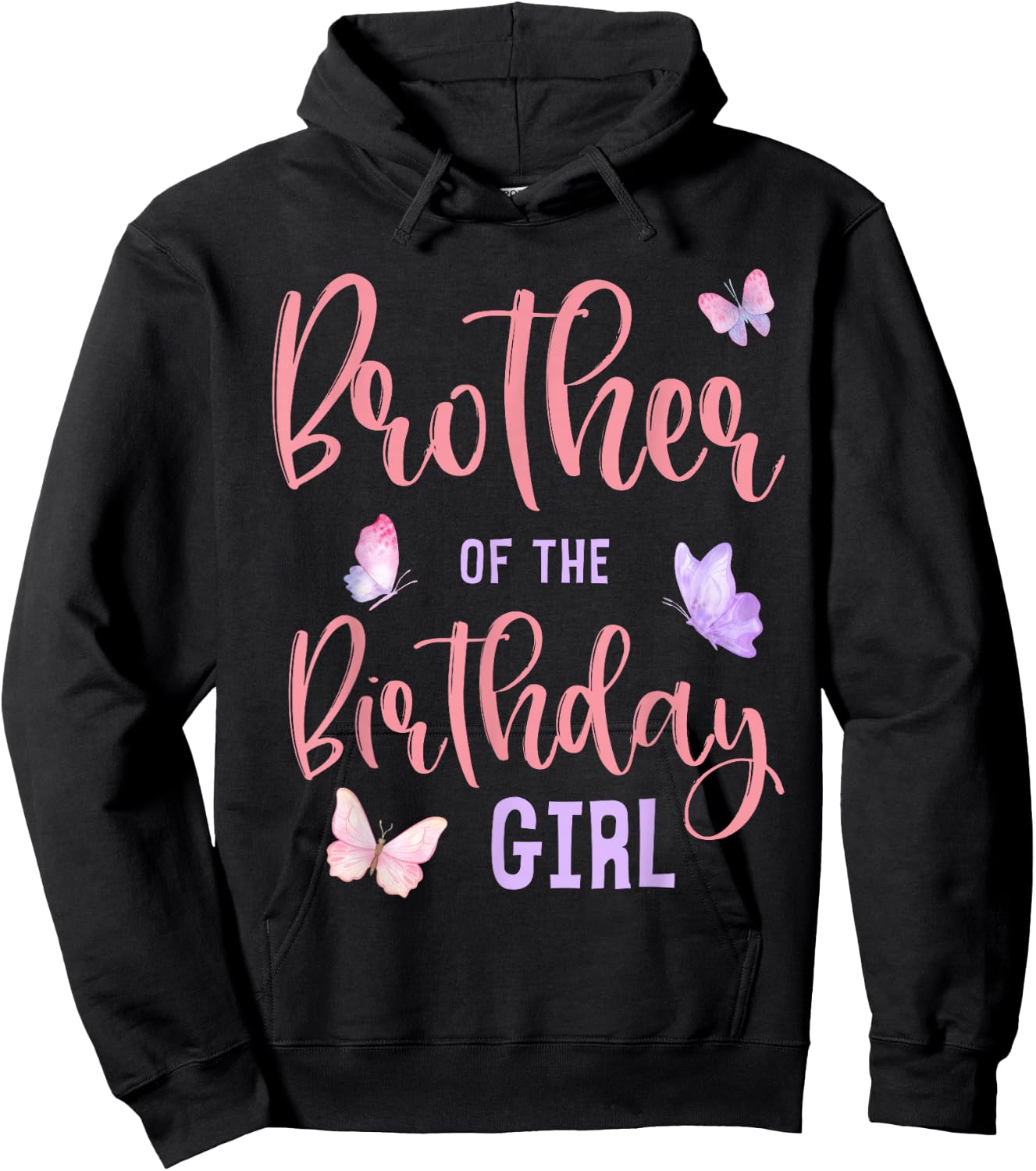 Brother of The Birthday Girl Butterfly Party Matching Family Hoodie - Hoodie | Black