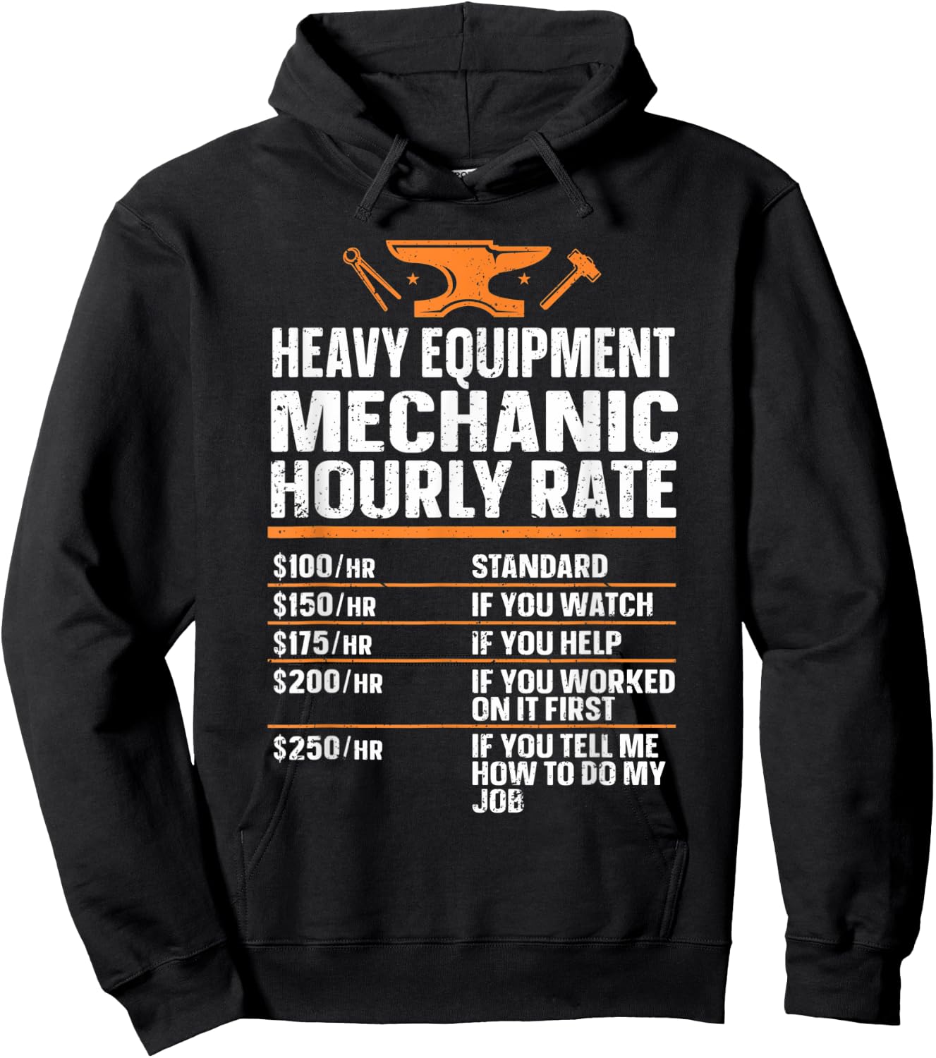 Heavy Equipment Technician Heavy Duty Mechanic Hourly Rate Hoodie - Hoodie | Black