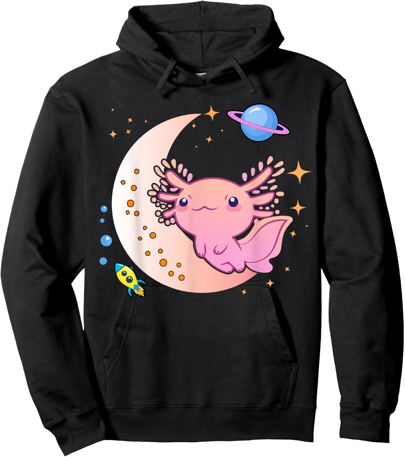 Cute Space Axolotl-Shirt Kids Teen Girl Kawaii Pastel Goth Hoodie - Hoodie | Black