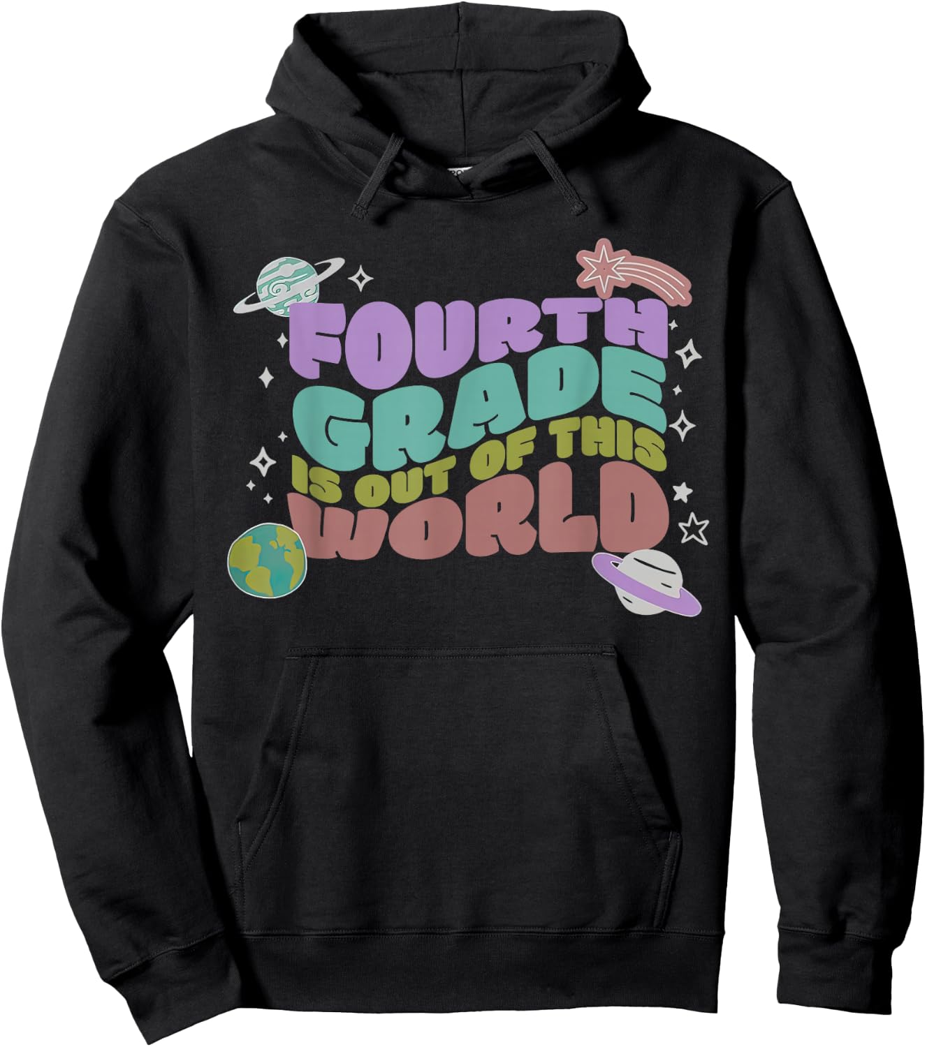 Retro Fourth Grade Is Out of This World's 4th Outer Space Hoodie - Hoodie | Black